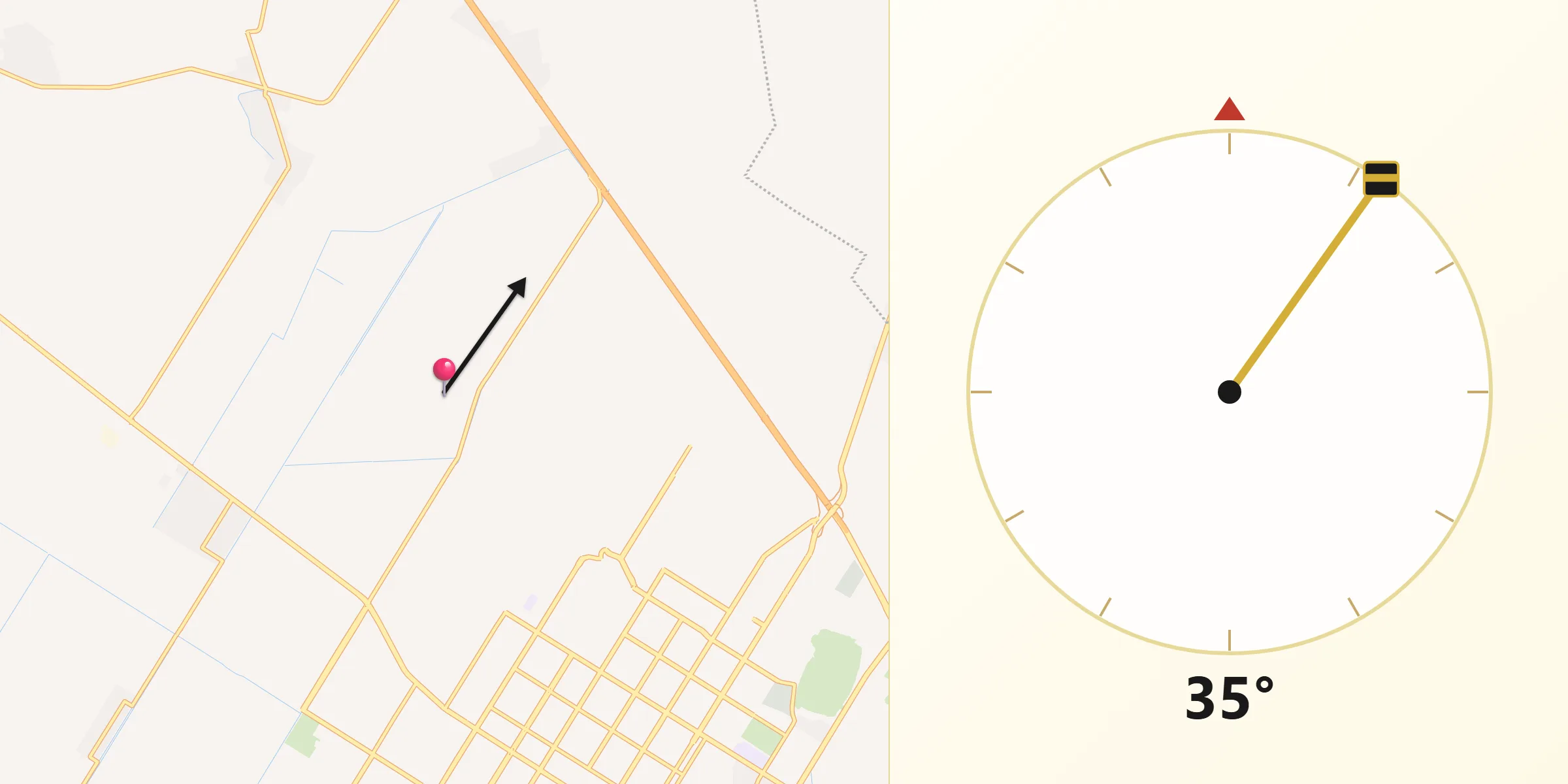 Dirección de la Qibla desde Las Compuertas