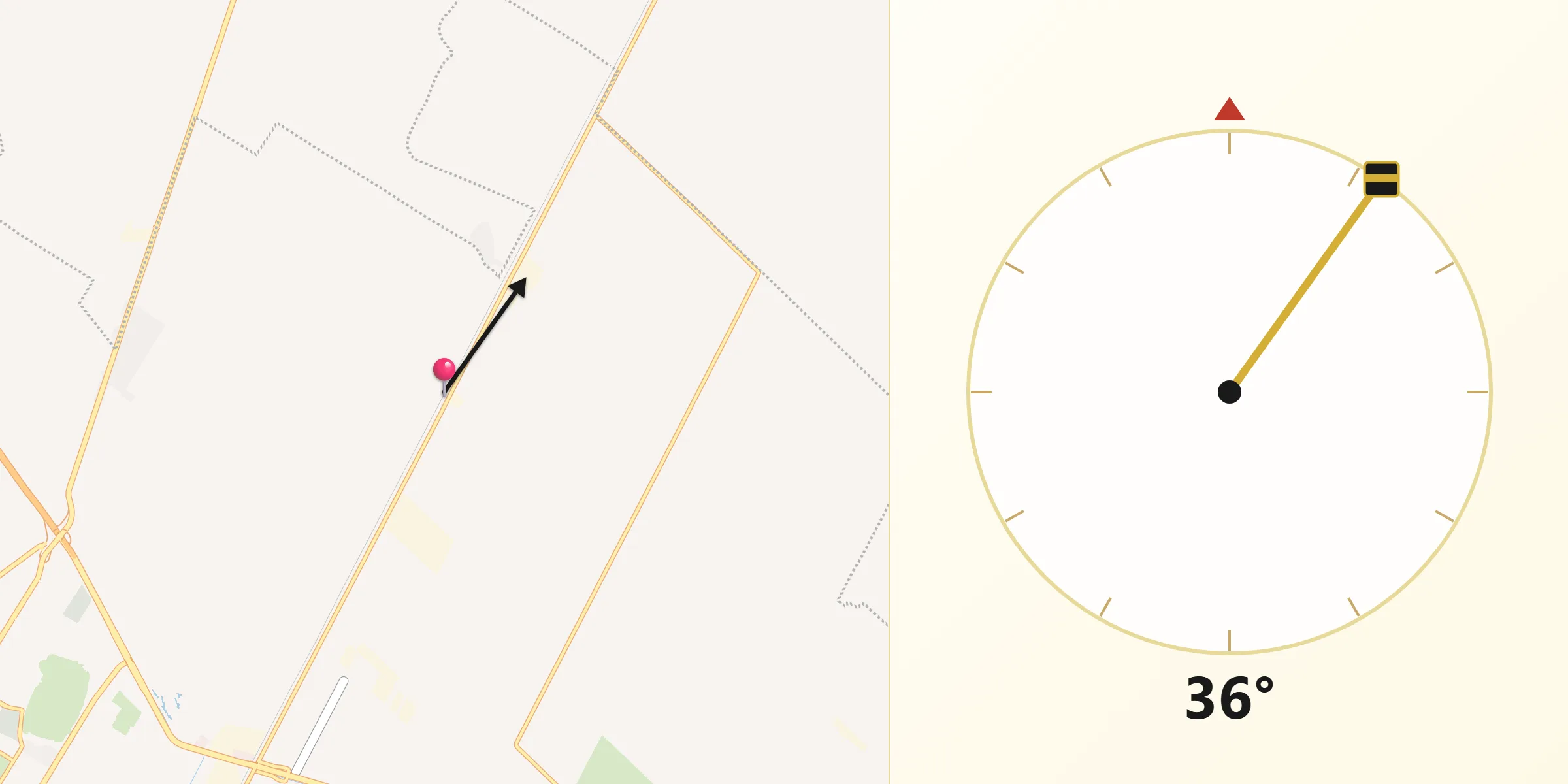 Dirección de la Qibla desde Campo la Arrocera