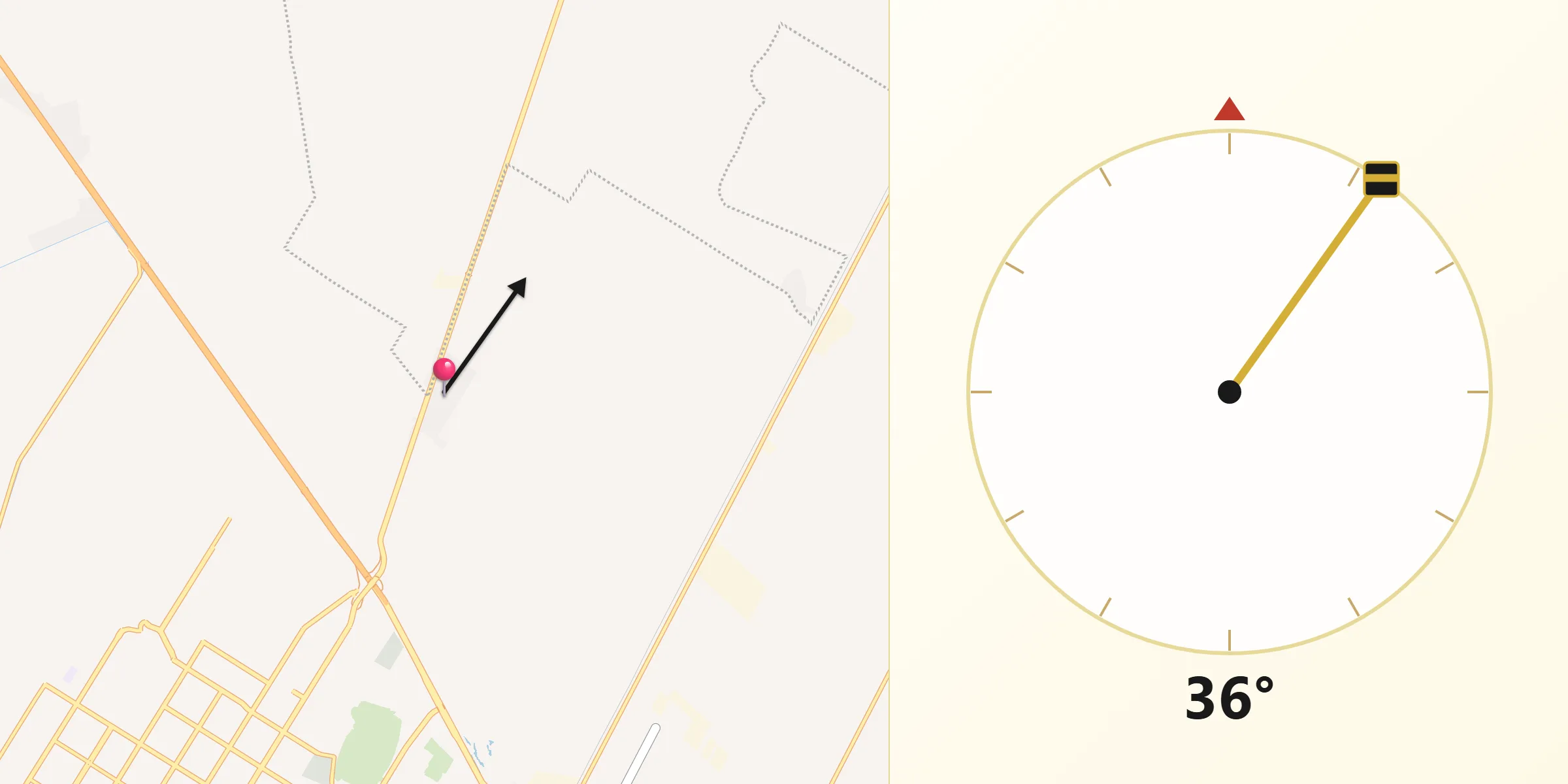 Dirección de la Qibla desde Ejido Cinco de Mayo
