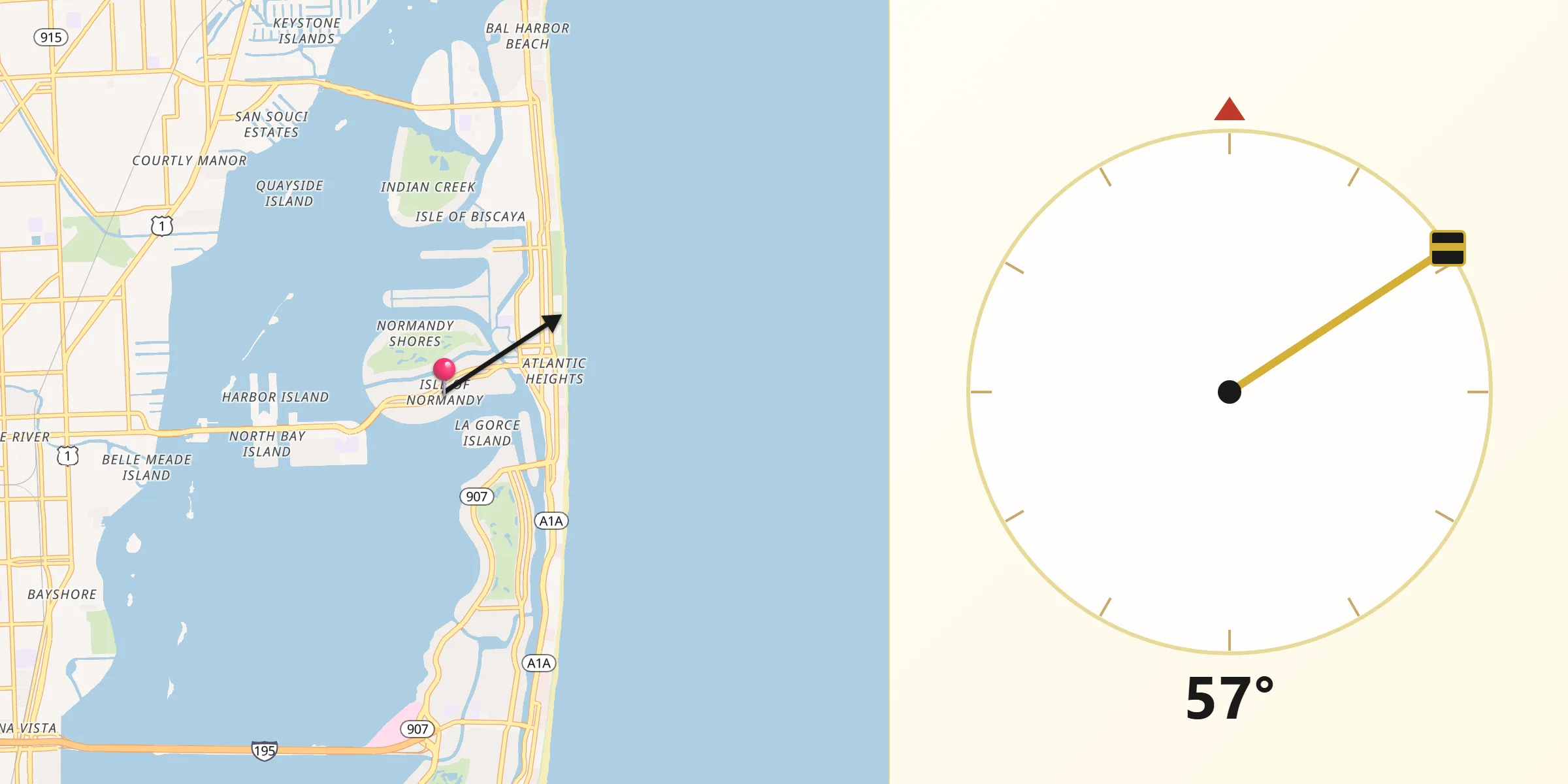 Qibla Direction from Isle of Normandy