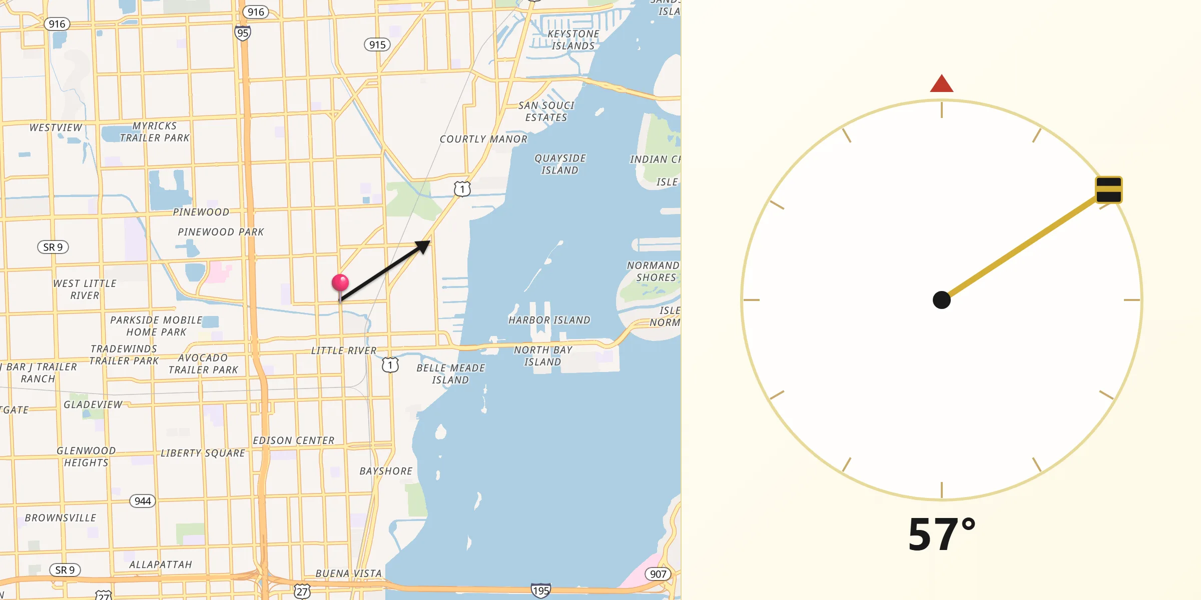 Qibla Direction from El Portal