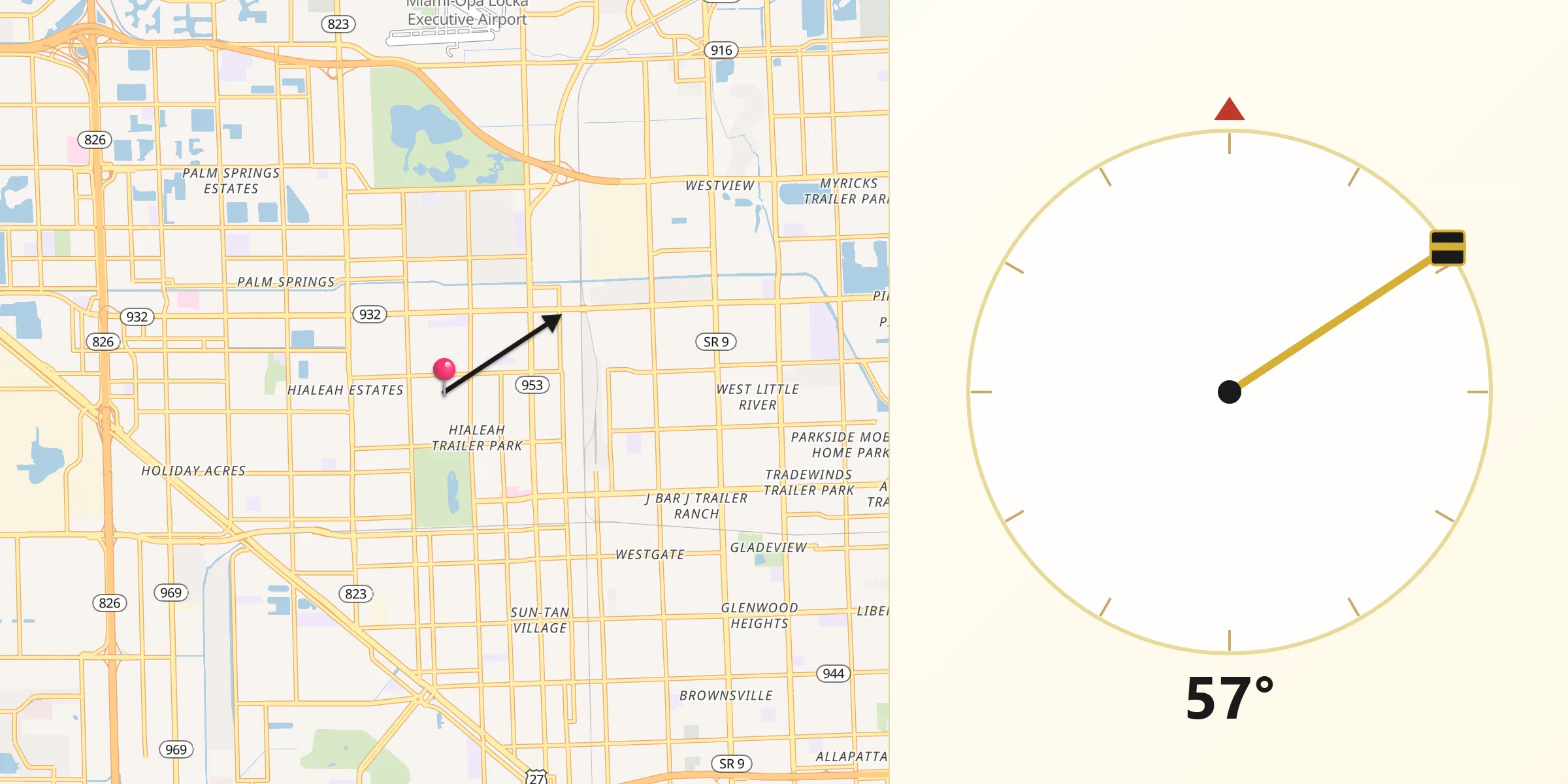 Direzione della Qibla da Hialeah