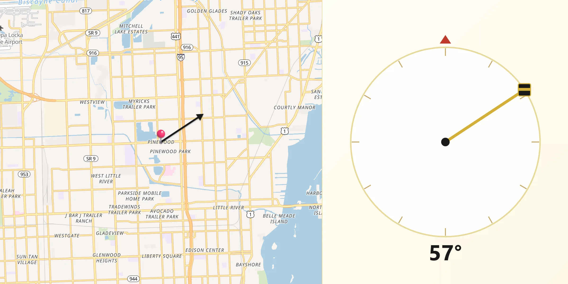 Qibla Direction from Pinewood