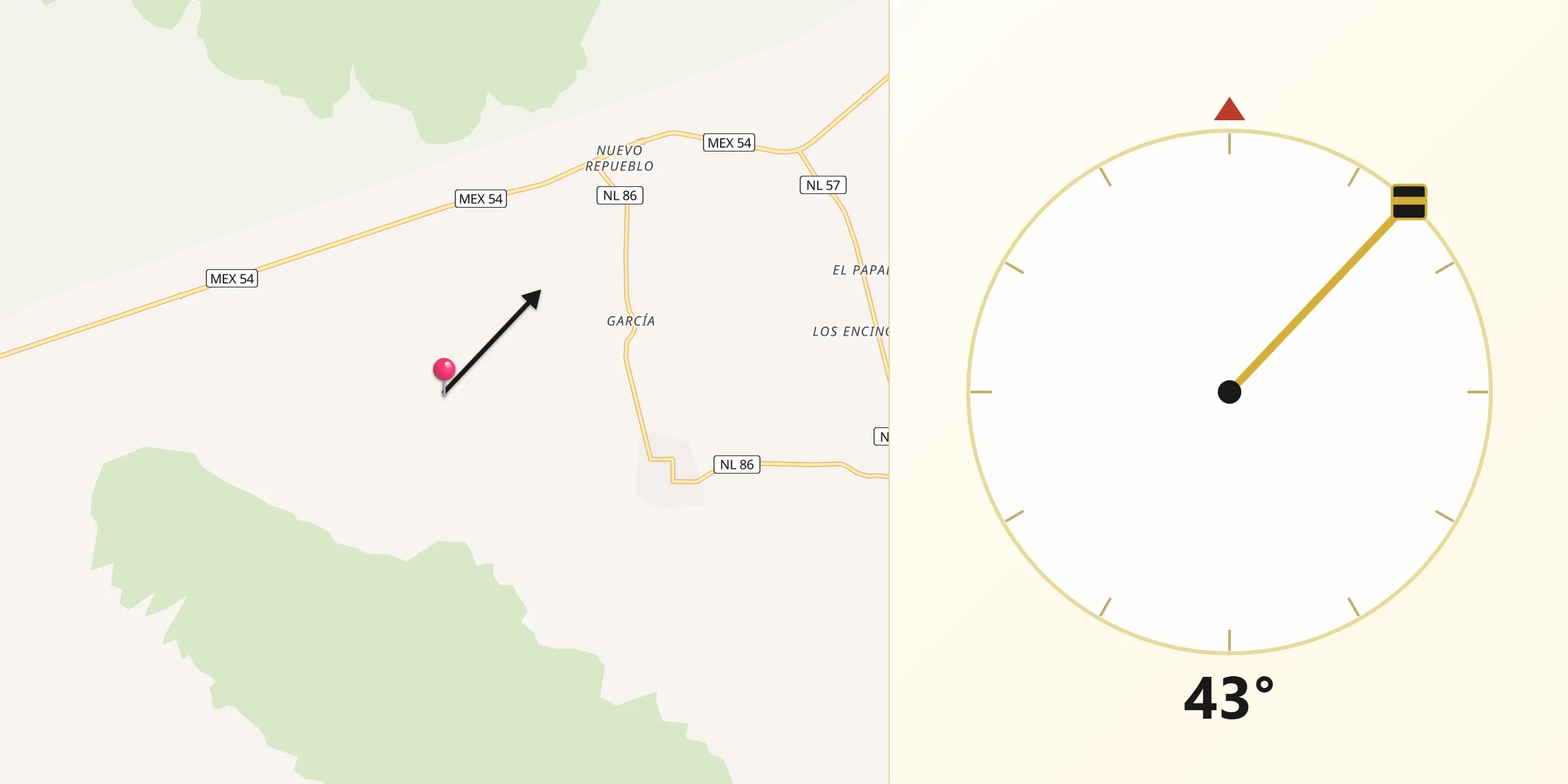 Dirección de la Qibla desde María Aurora