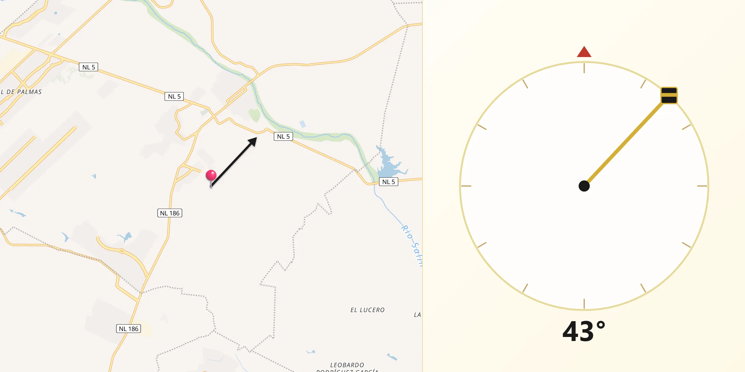 Dirección de la Qibla desde Santa Teresita