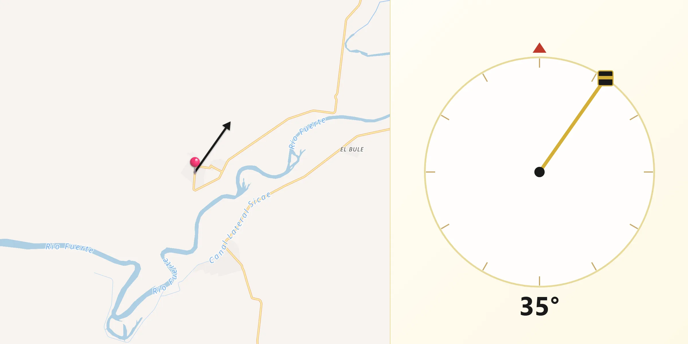 Dirección de la Qibla desde Las Grullas Margen Derecha