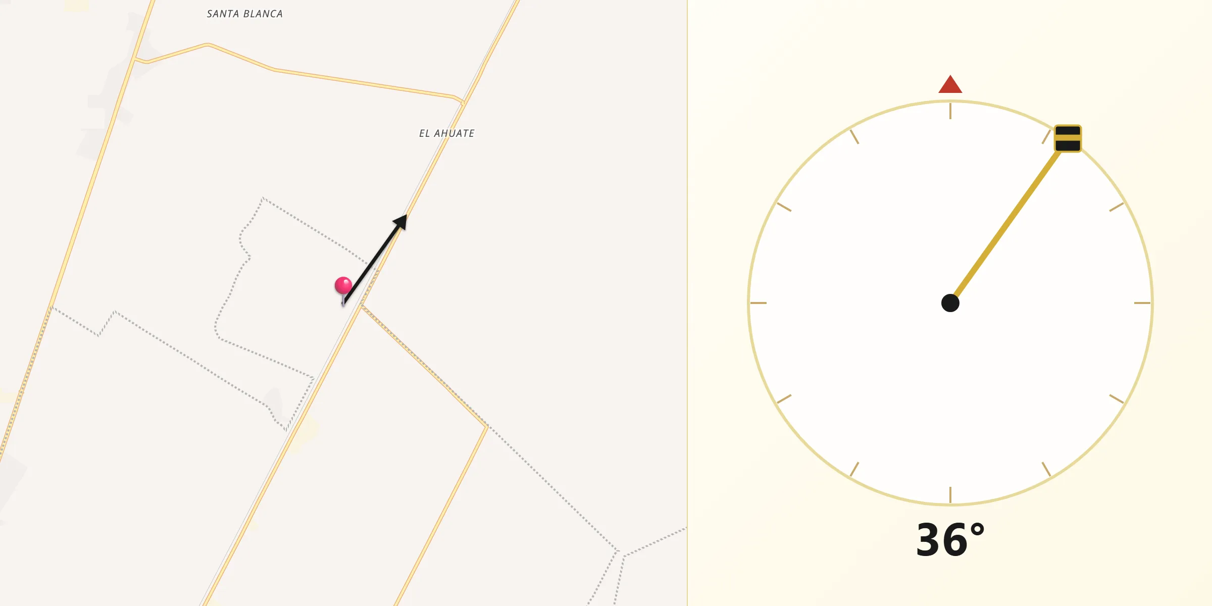 Dirección de la Qibla desde Cerrillos (Campo 35)