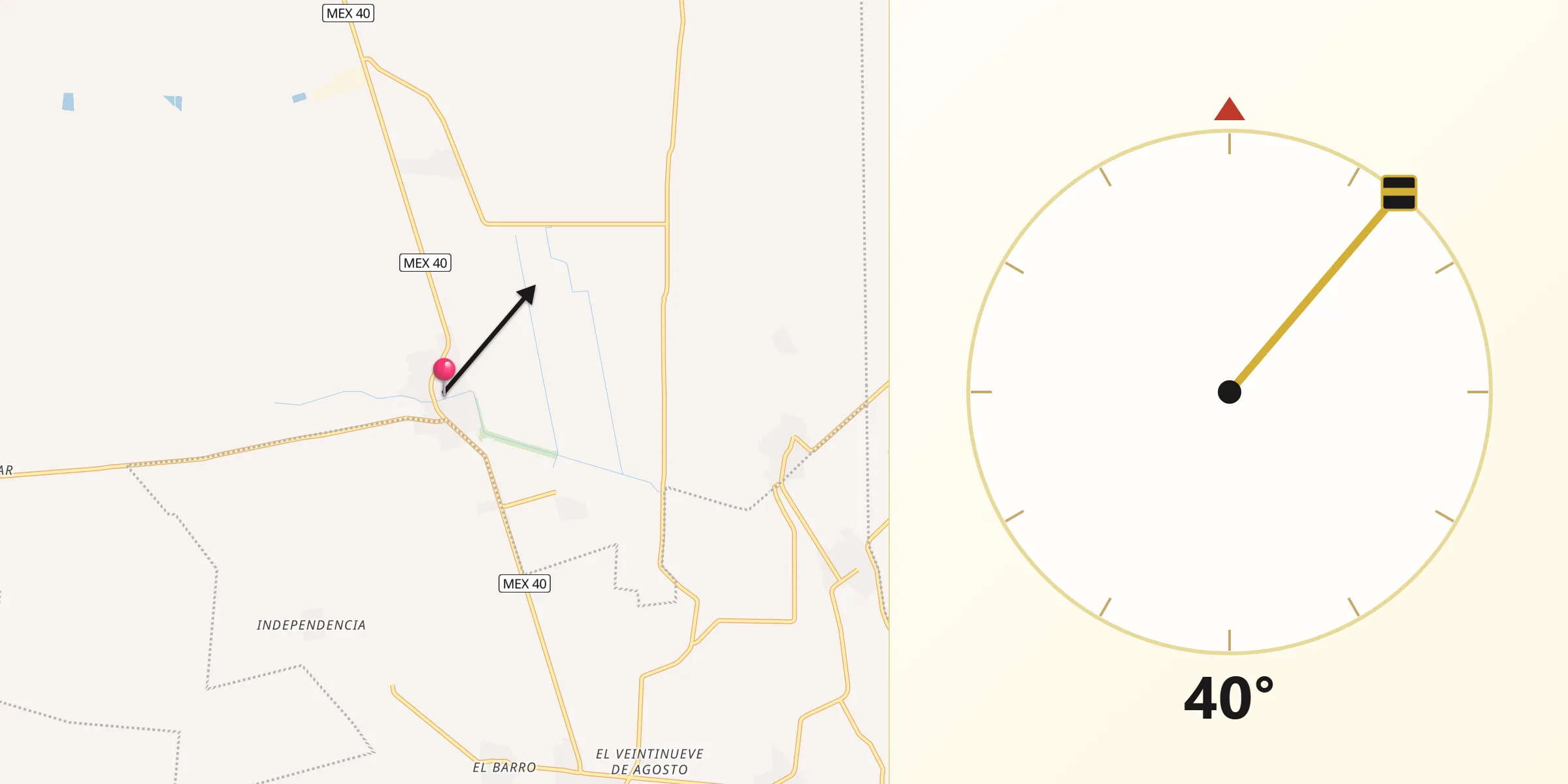 Dirección de la Qibla desde El Lucero