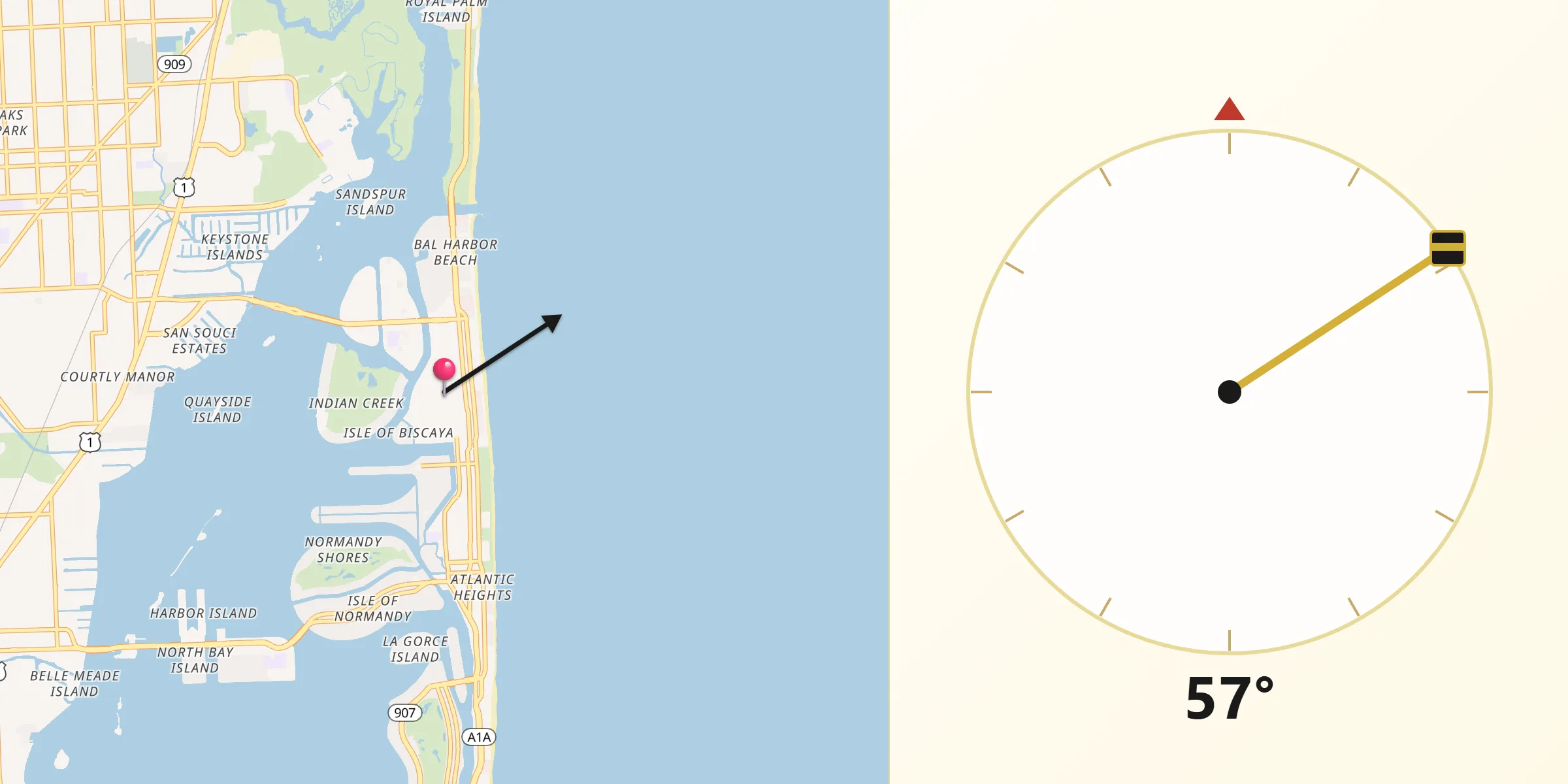 Qibla Direction from Surfside