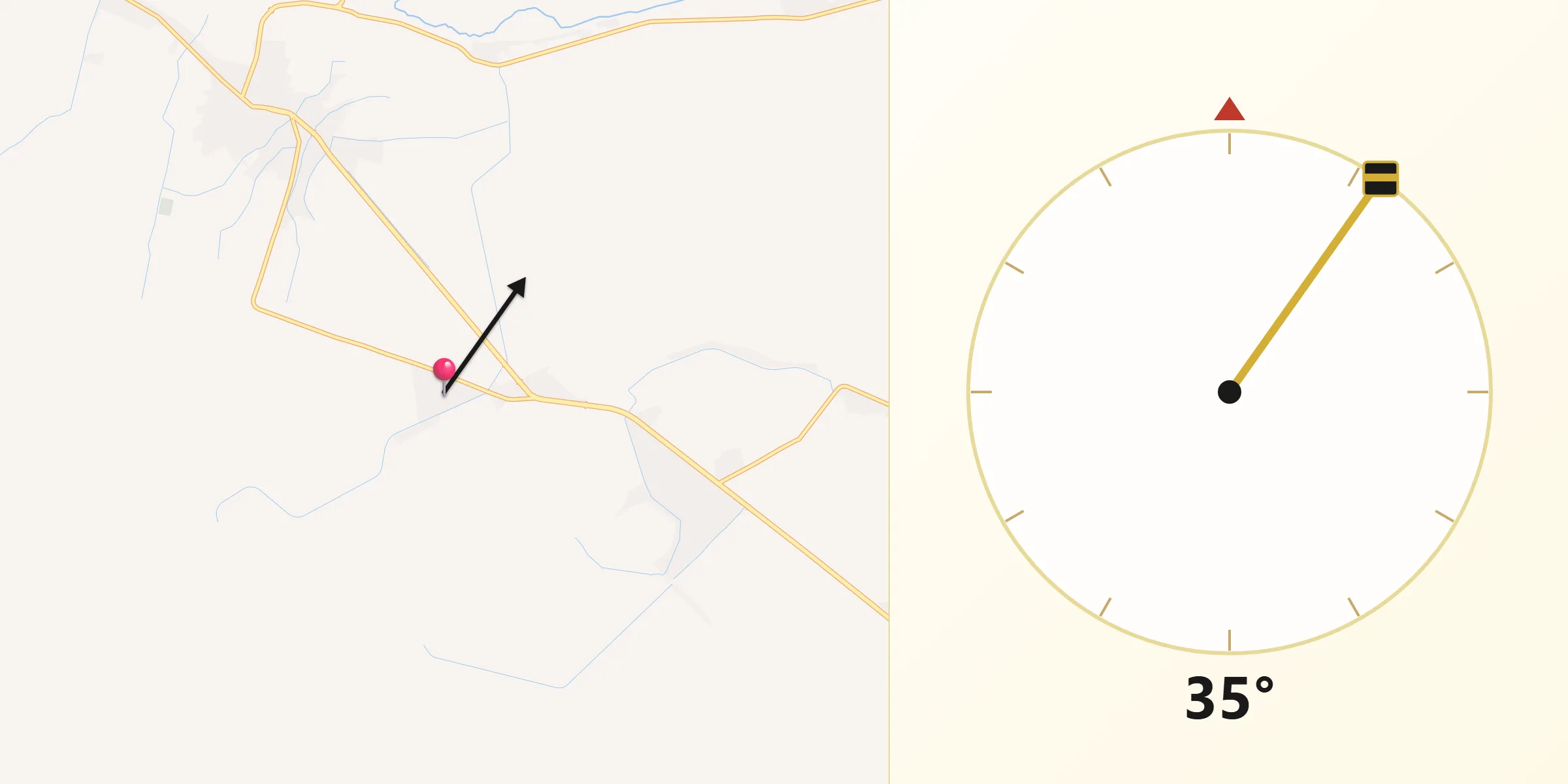 Dirección de la Qibla desde Macapule