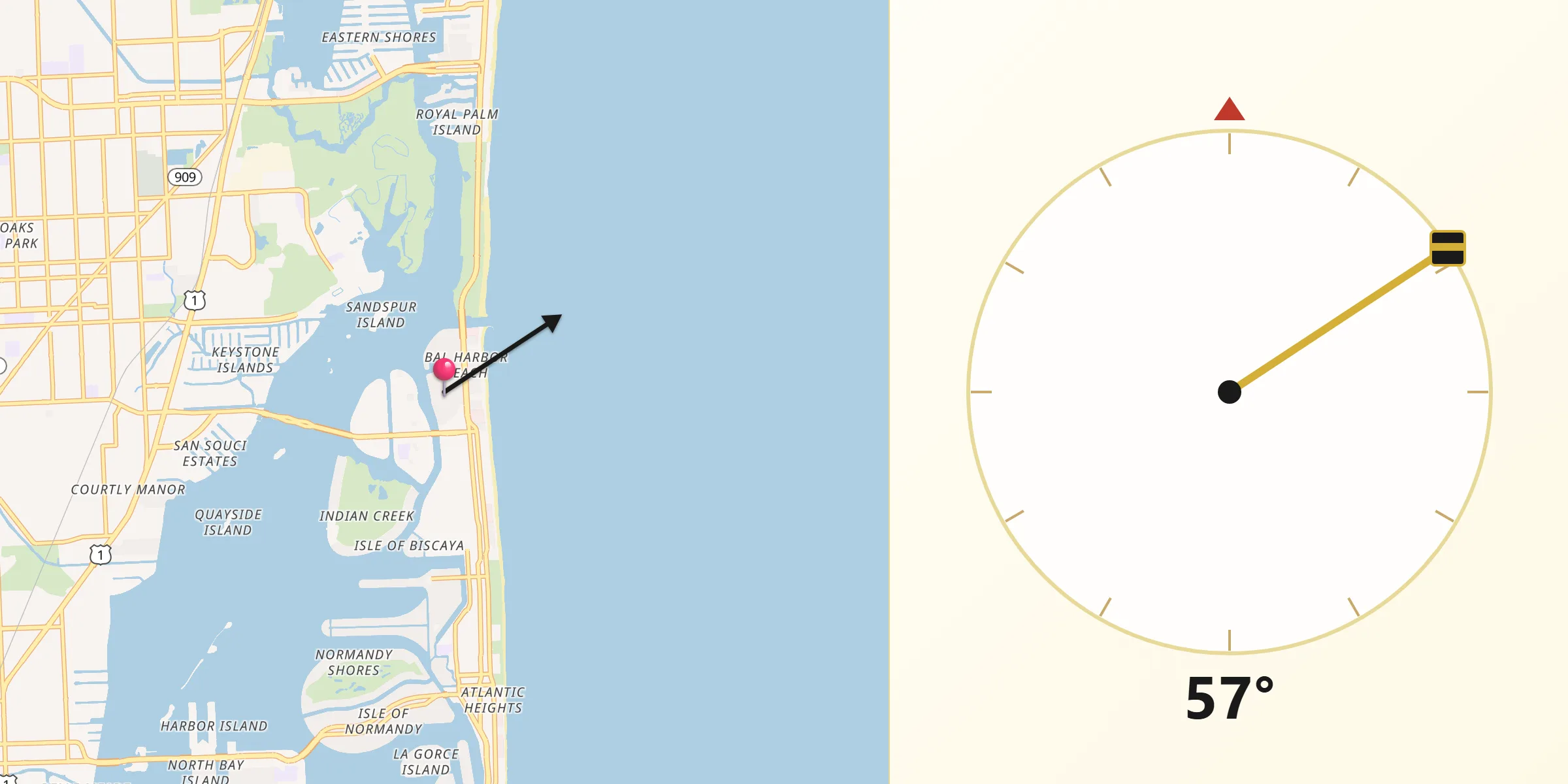 Qibla Direction from Bal Harbour