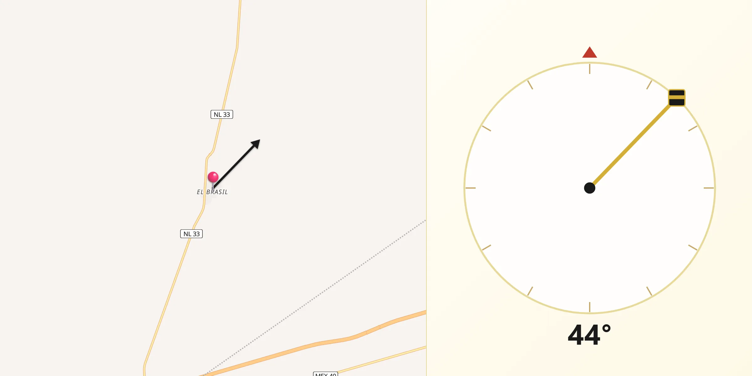 Dirección de la Qibla desde El Brasil