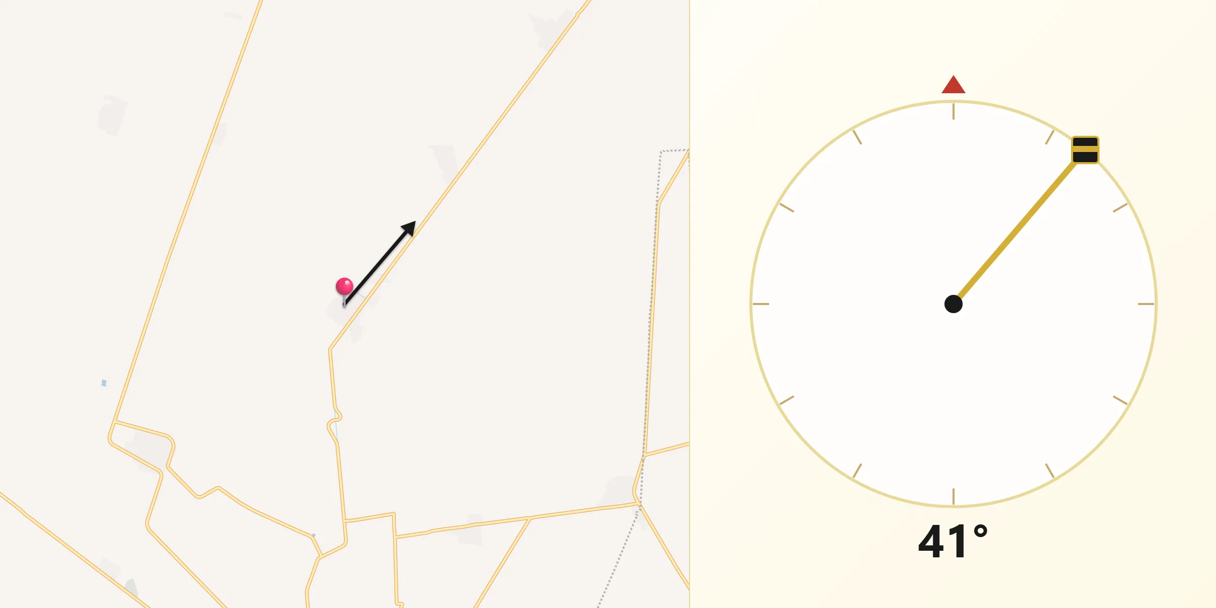 Dirección de la Qibla desde La Pinta