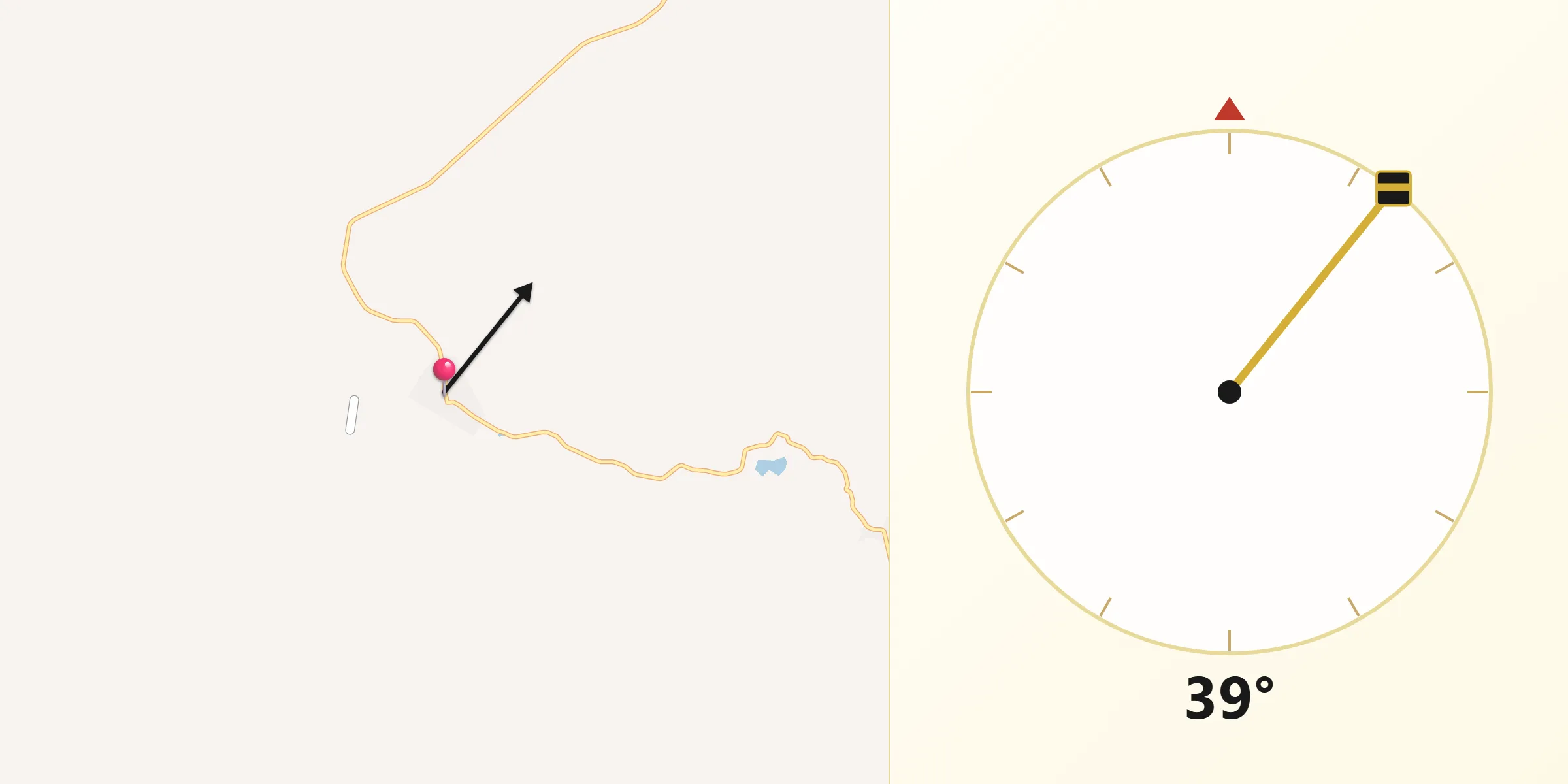 Dirección de la Qibla desde Indé
