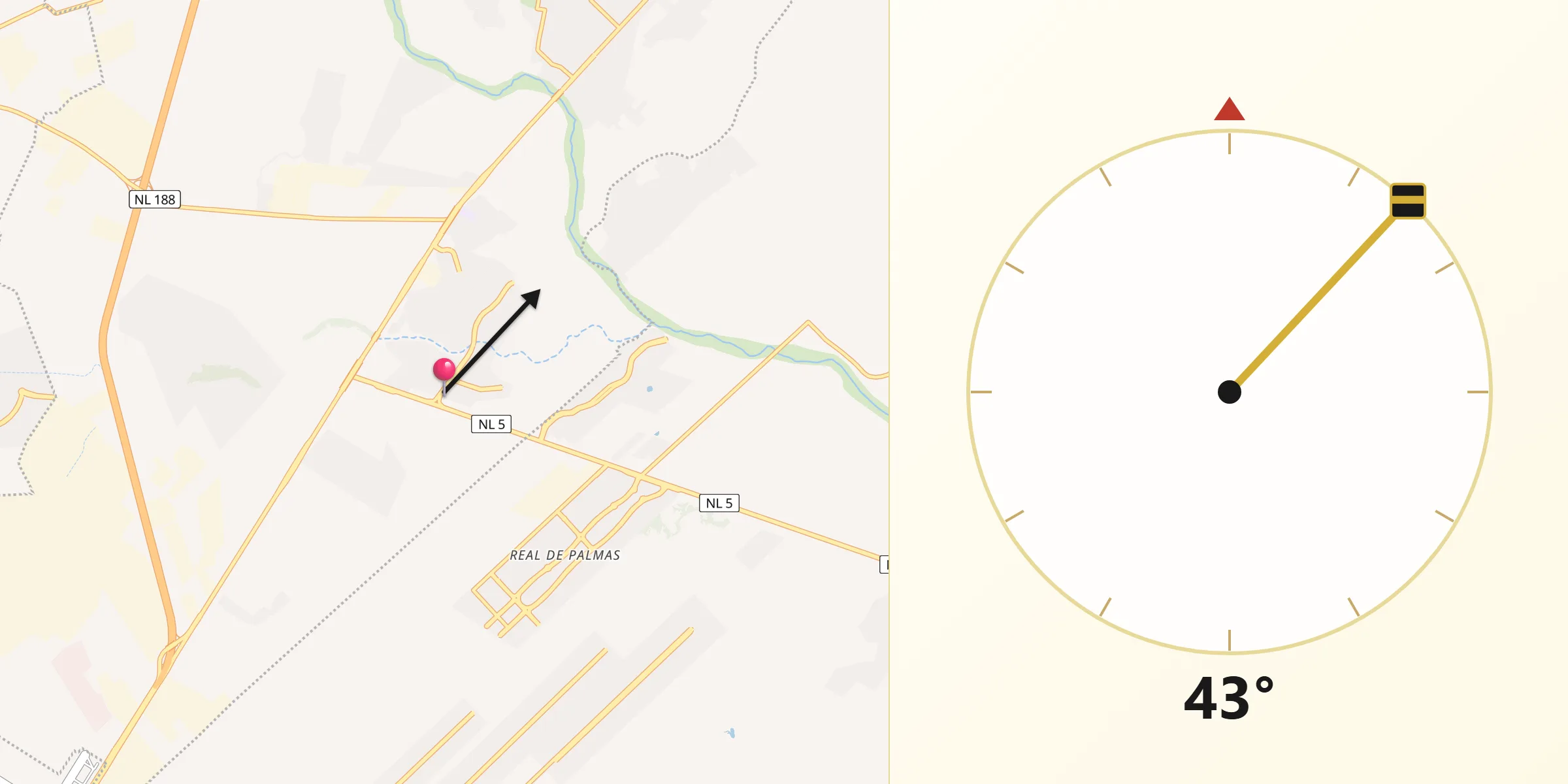 Dirección de la Qibla desde Villas de Alcalá