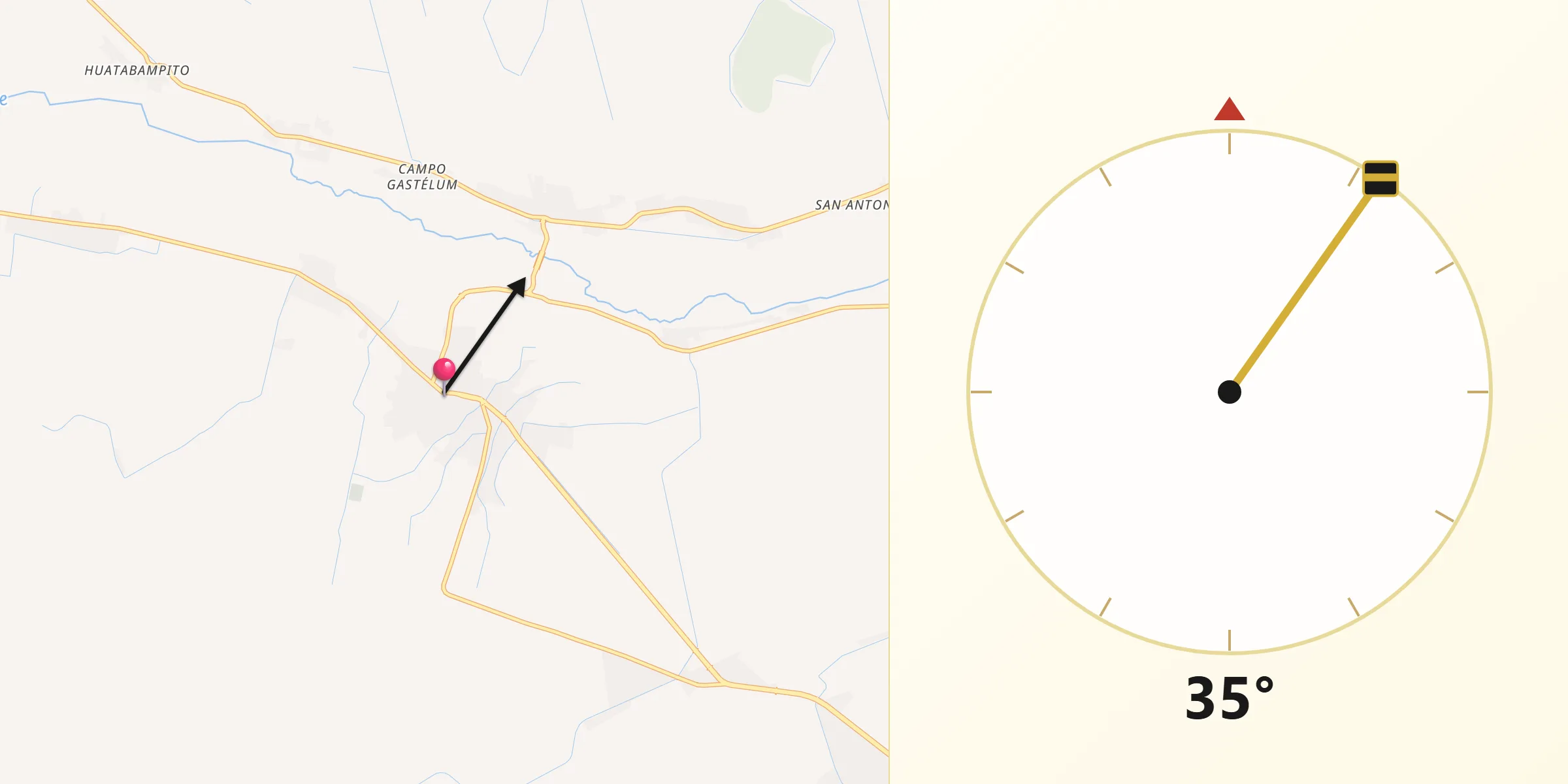 Dirección de la Qibla desde Ahome