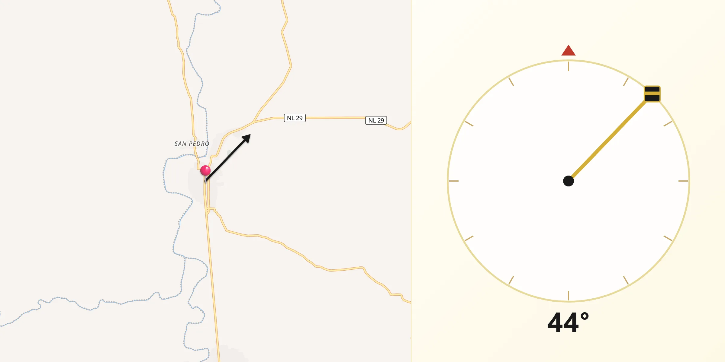 Dirección de la Qibla desde Doctor Coss