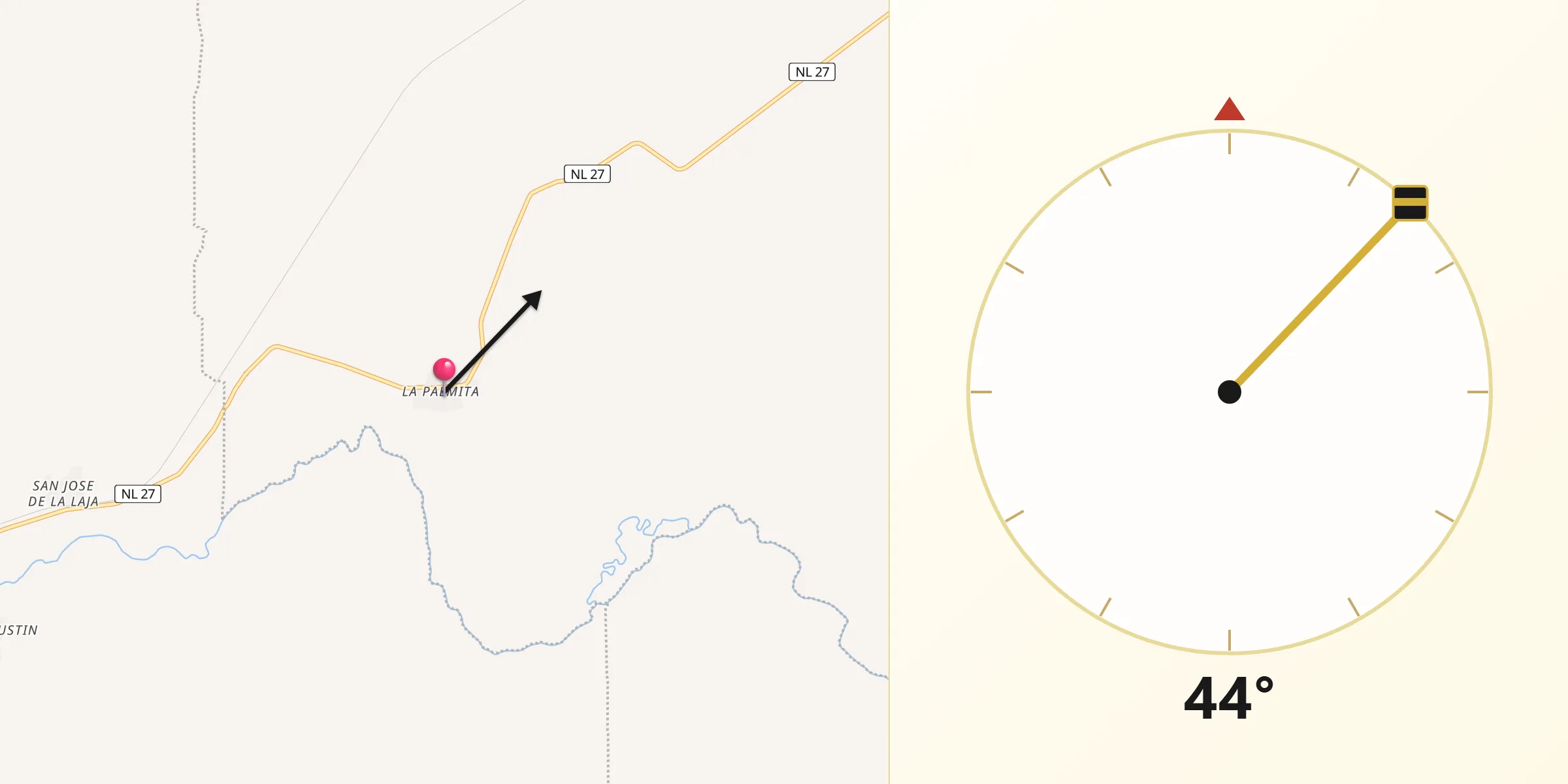 Dirección de la Qibla desde La Palmita Nuevo Leon