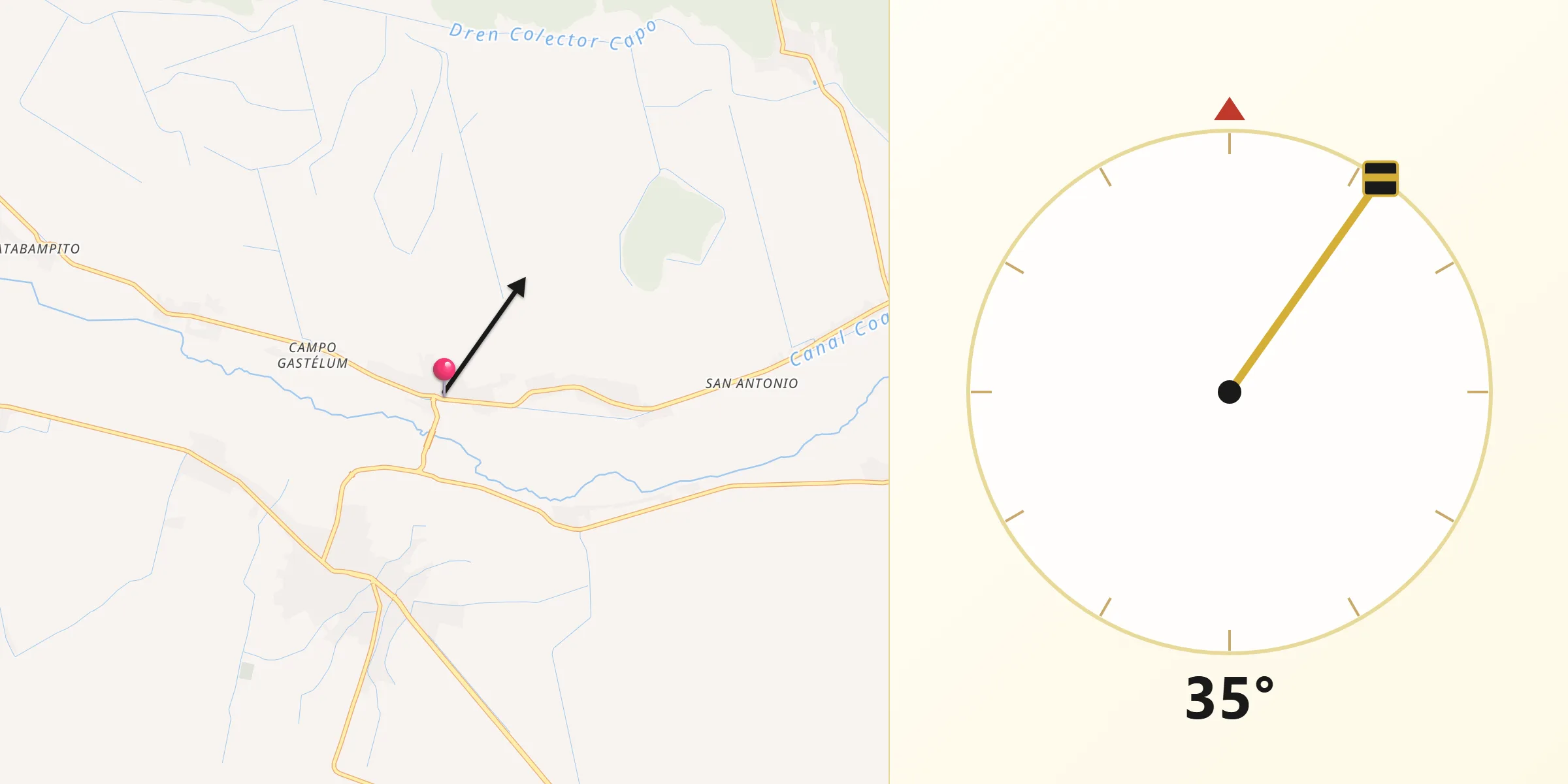 Dirección de la Qibla desde Ejido Cohuibampo