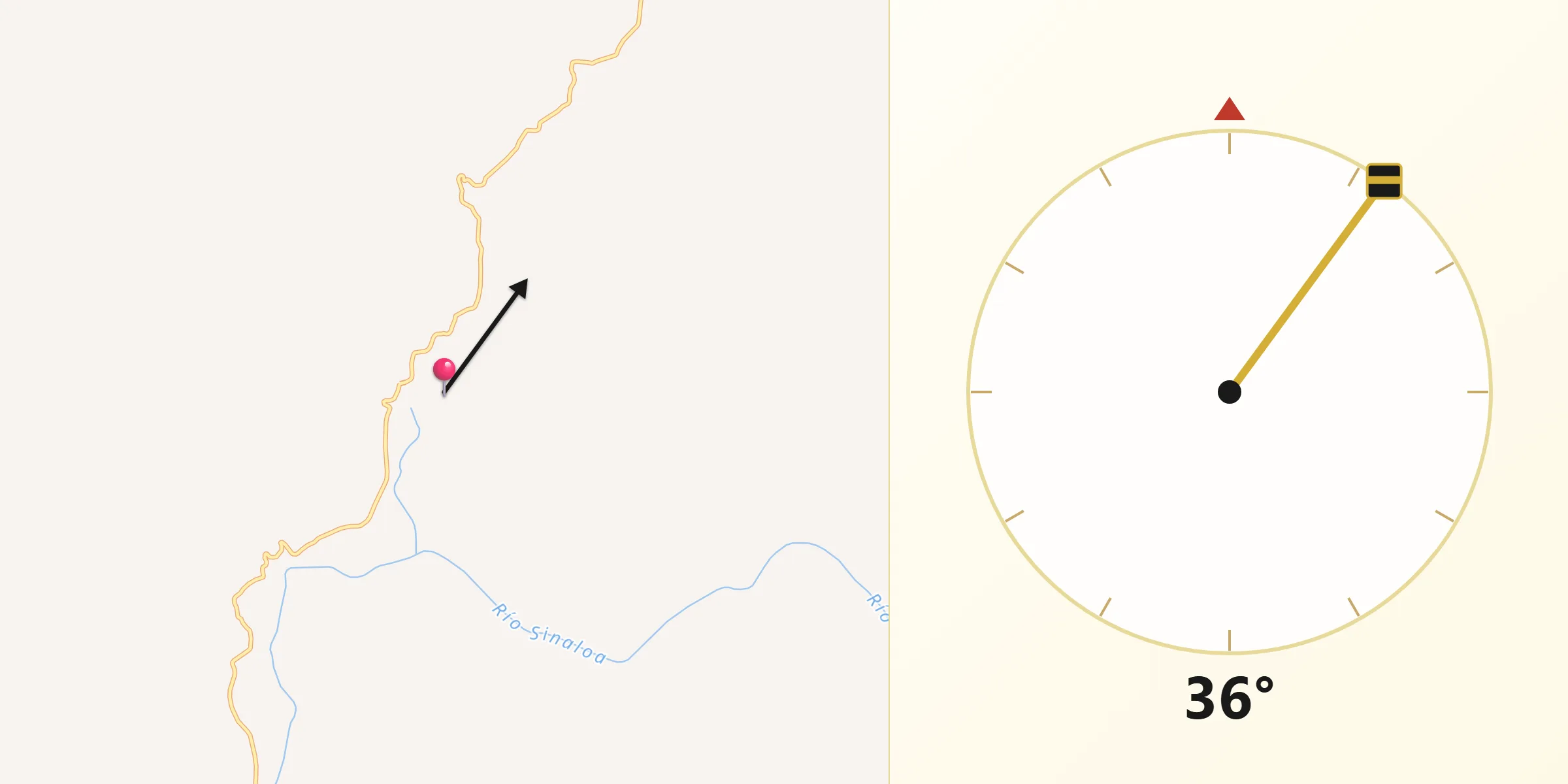 Dirección de la Qibla desde Sinaloa