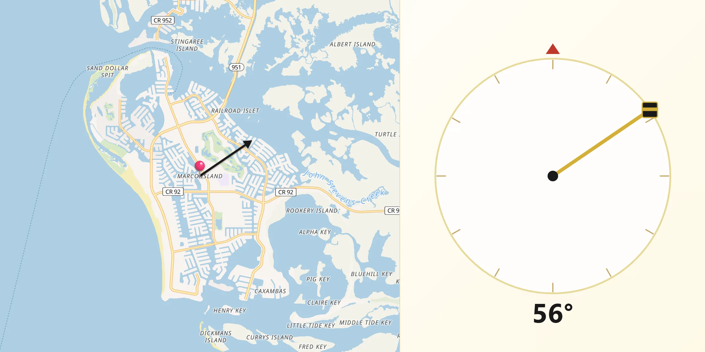 Qibla Direction from Marco Island
