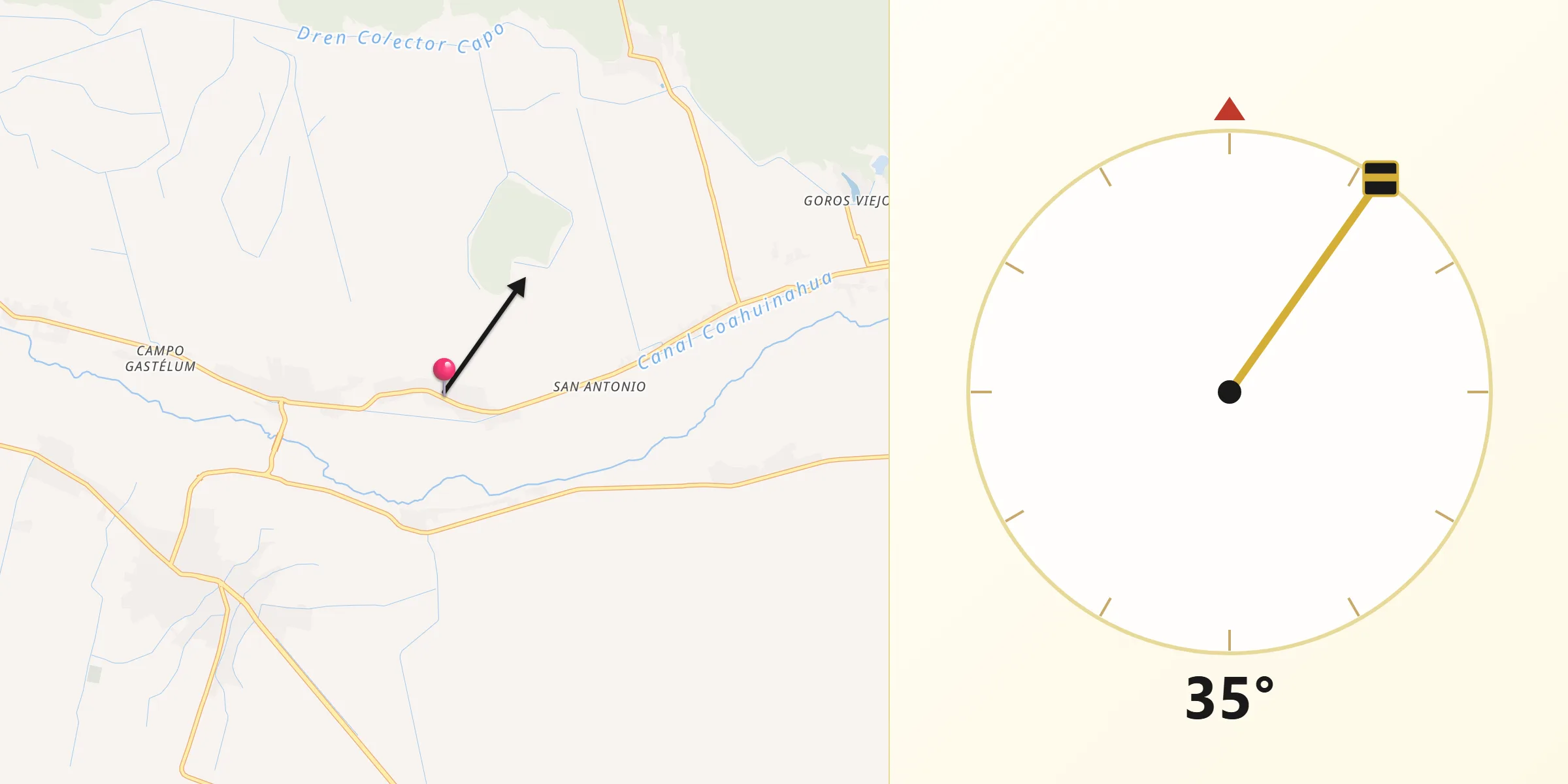 Dirección de la Qibla desde El Guayabo