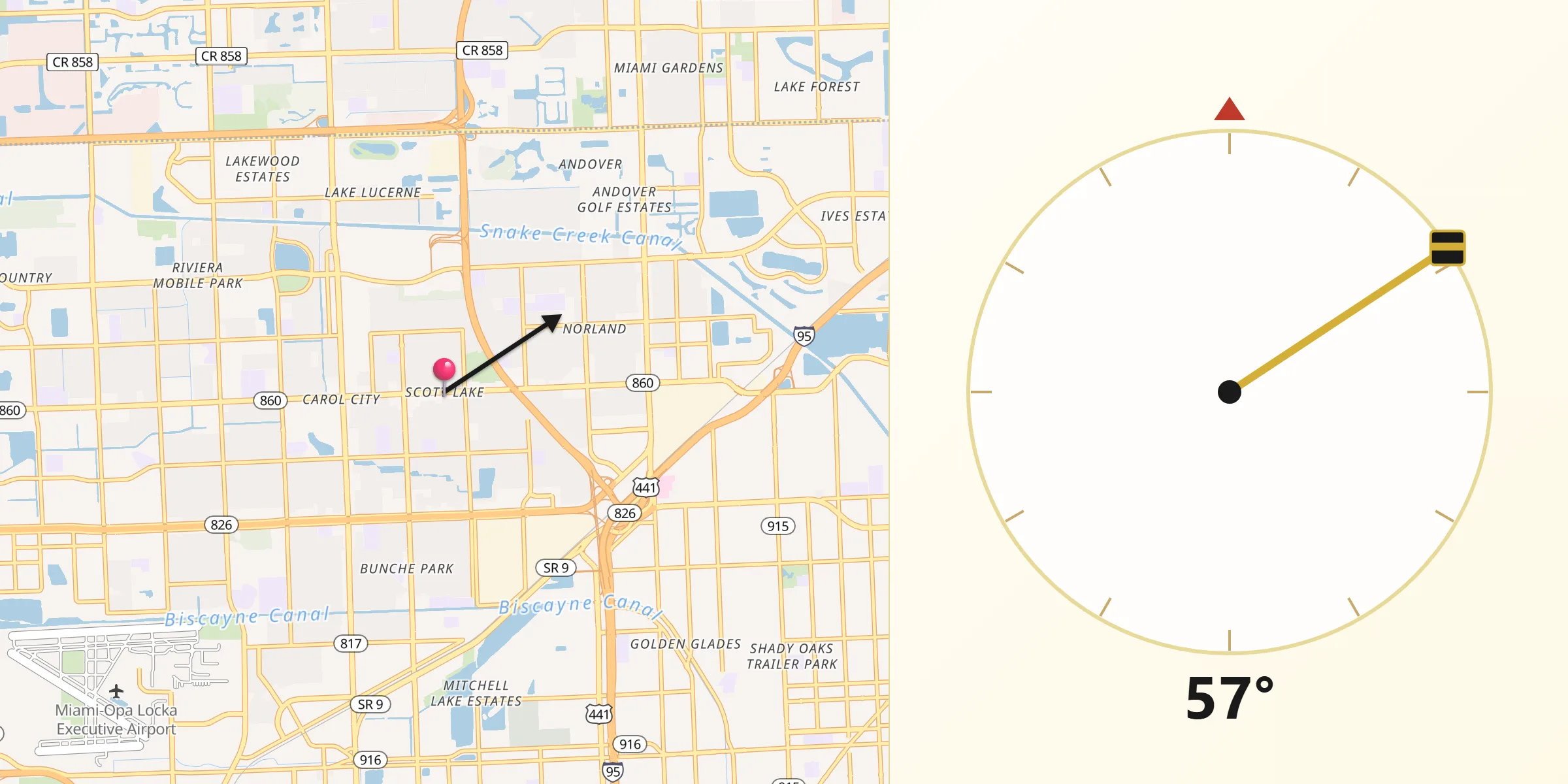Qibla Direction from Scott Lake