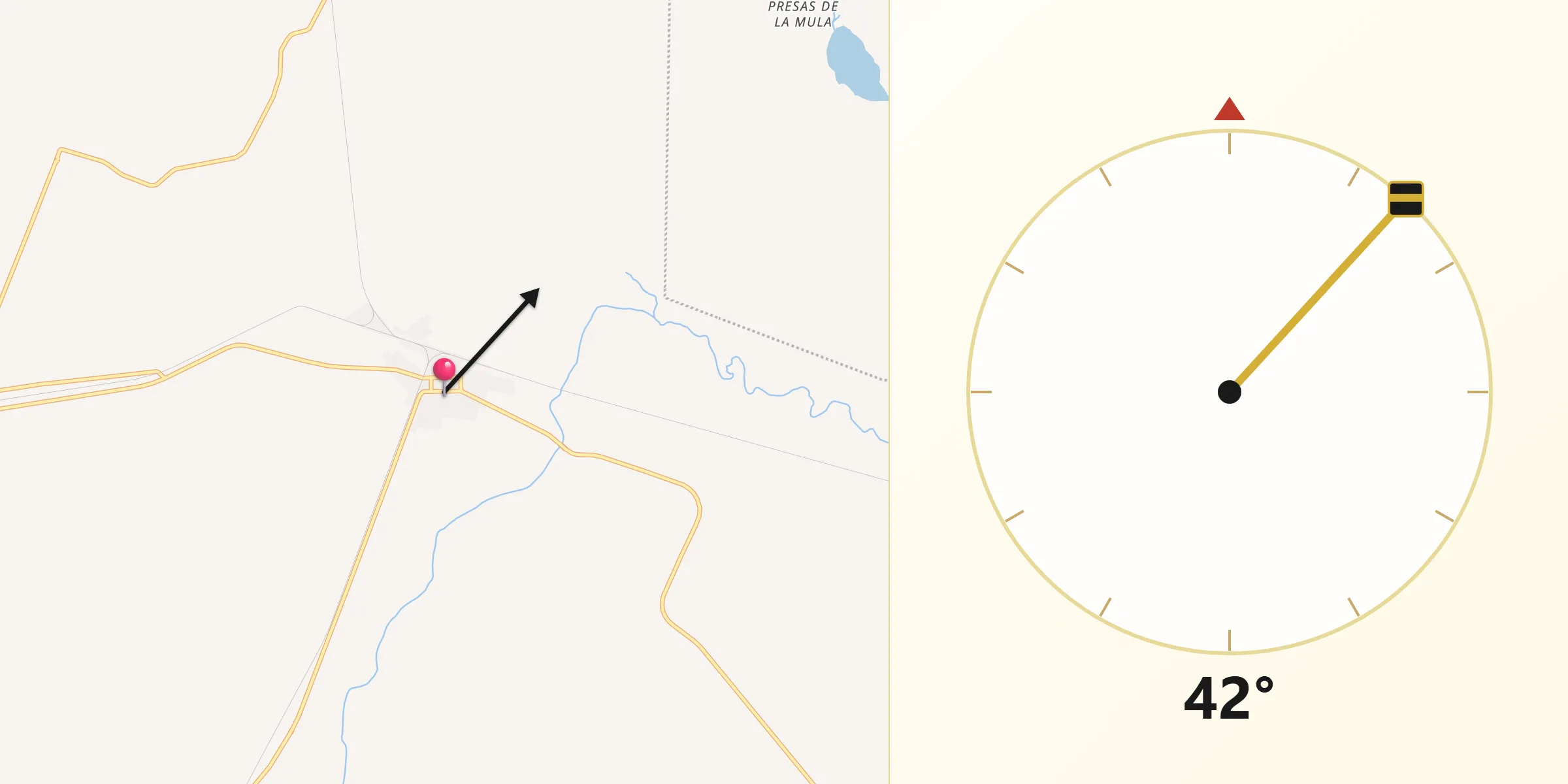 Dirección de la Qibla desde Paredón