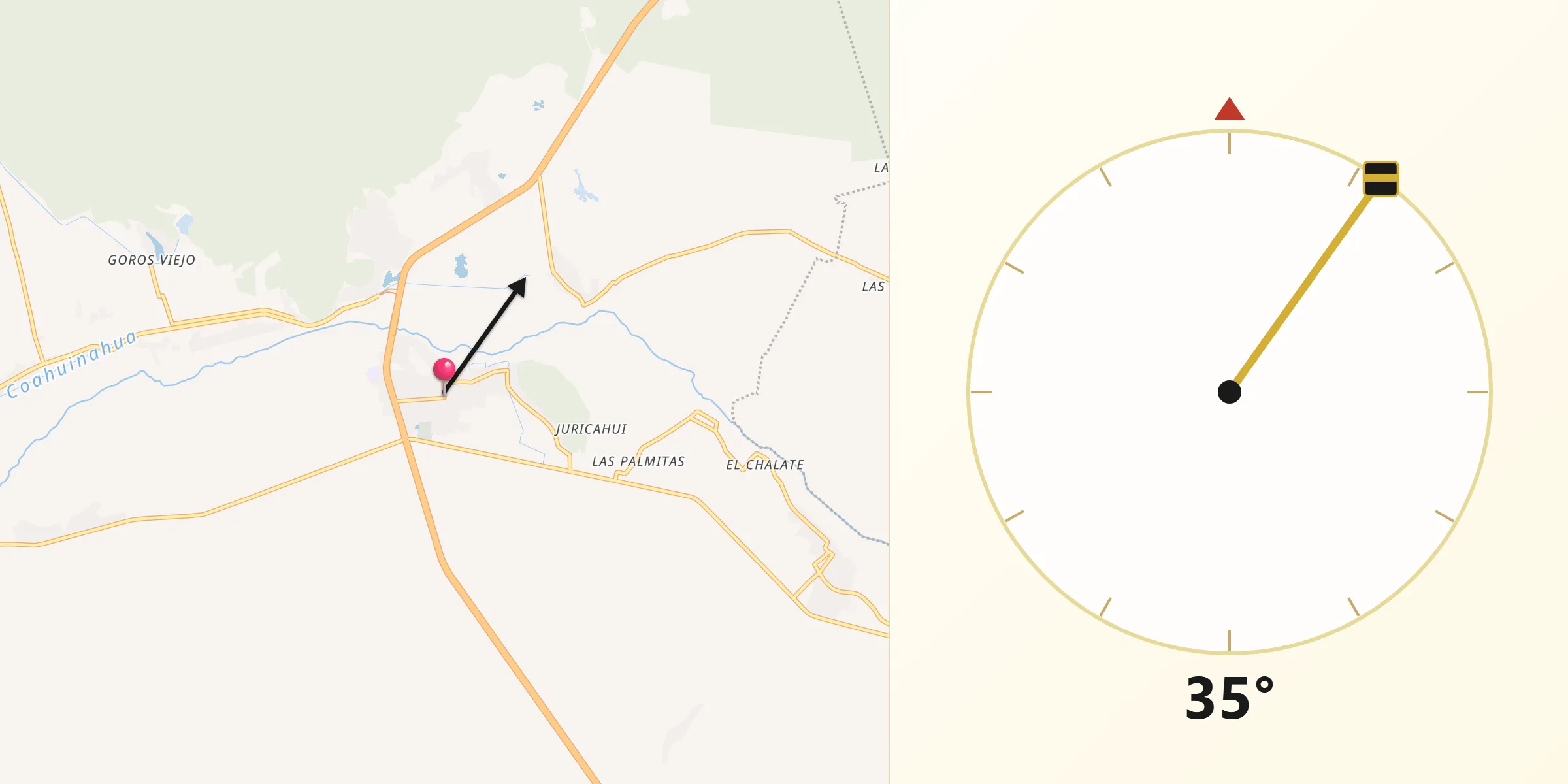 Dirección de la Qibla desde San Miguel Zapotitlan