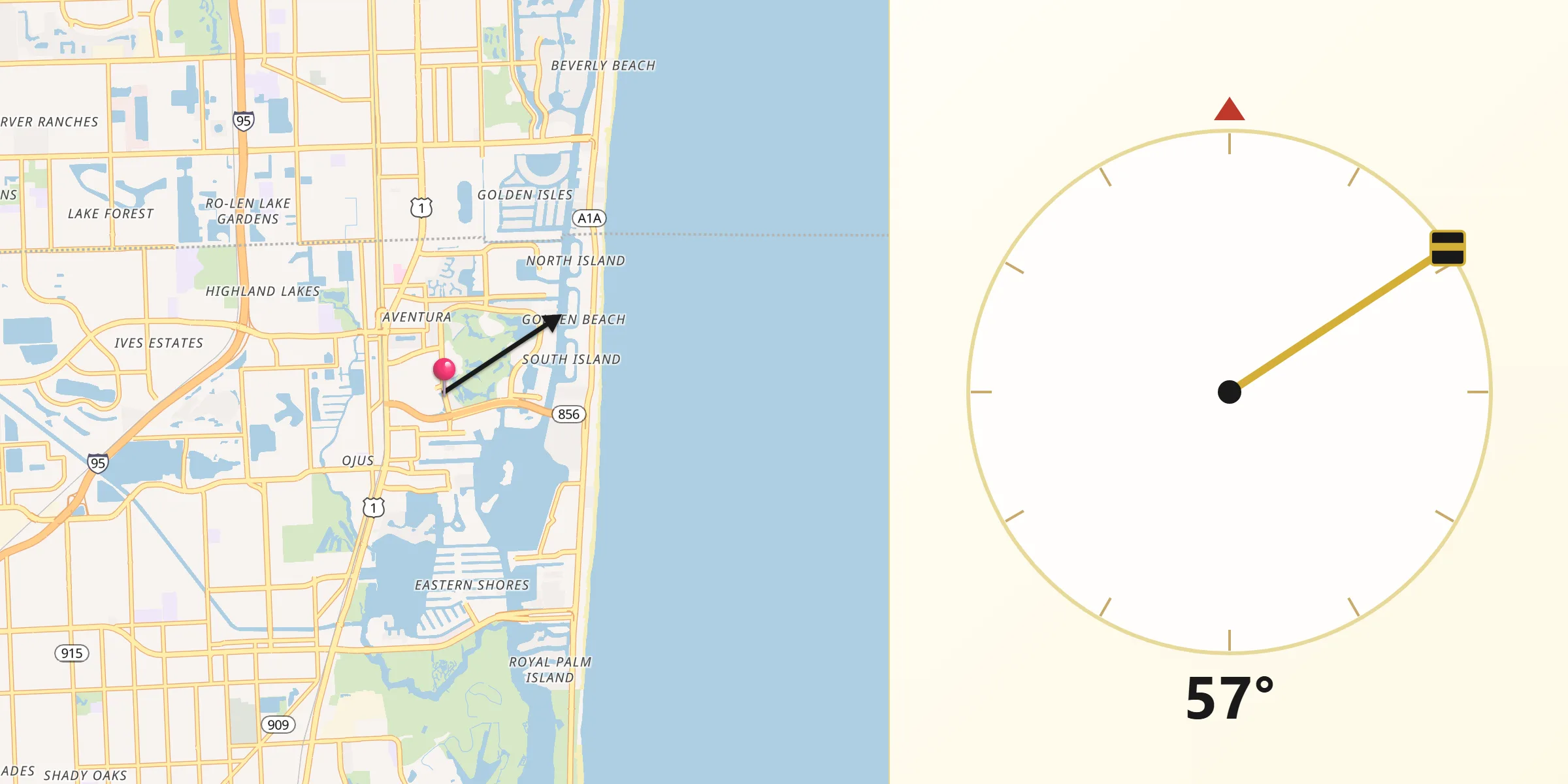 Qibla Direction from Aventura