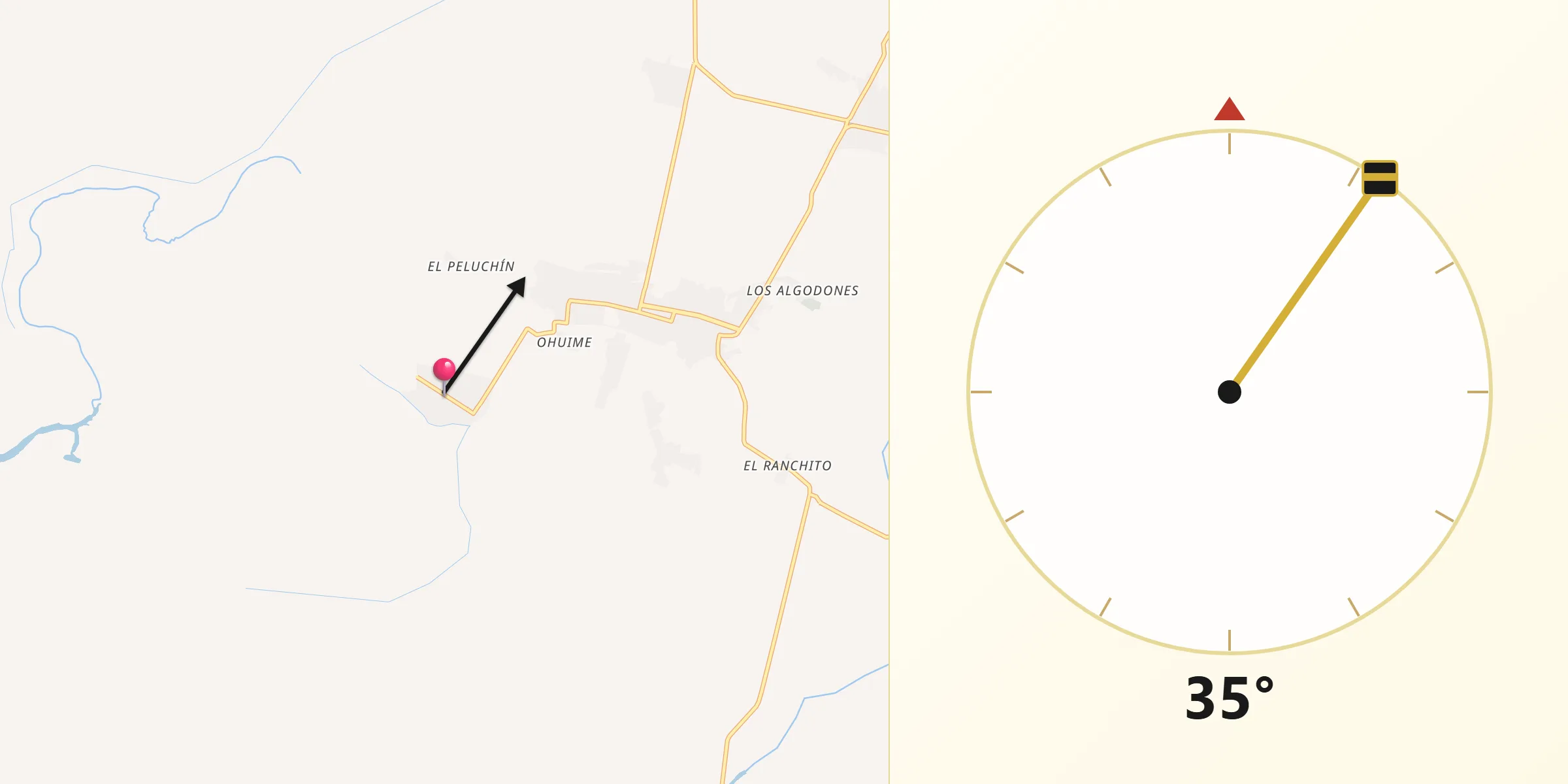 Dirección de la Qibla desde El Aguajito