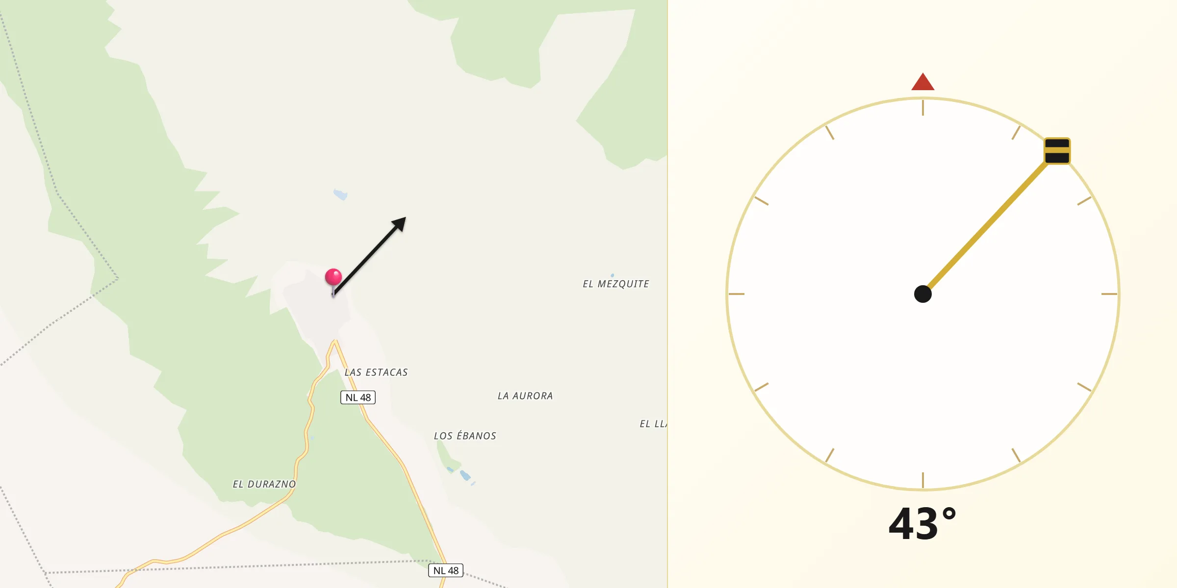 Dirección de la Qibla desde Higueras Nuevo León