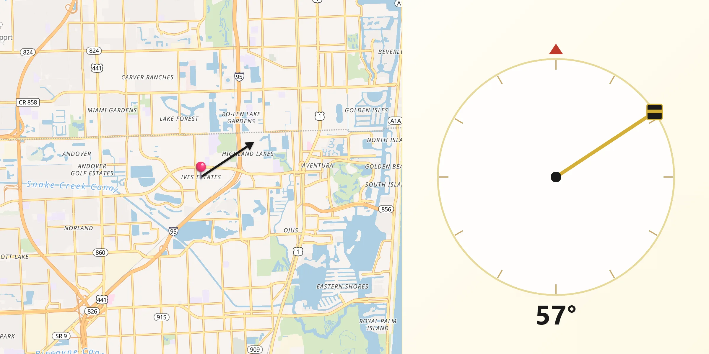 Qibla Direction from Ives Estates