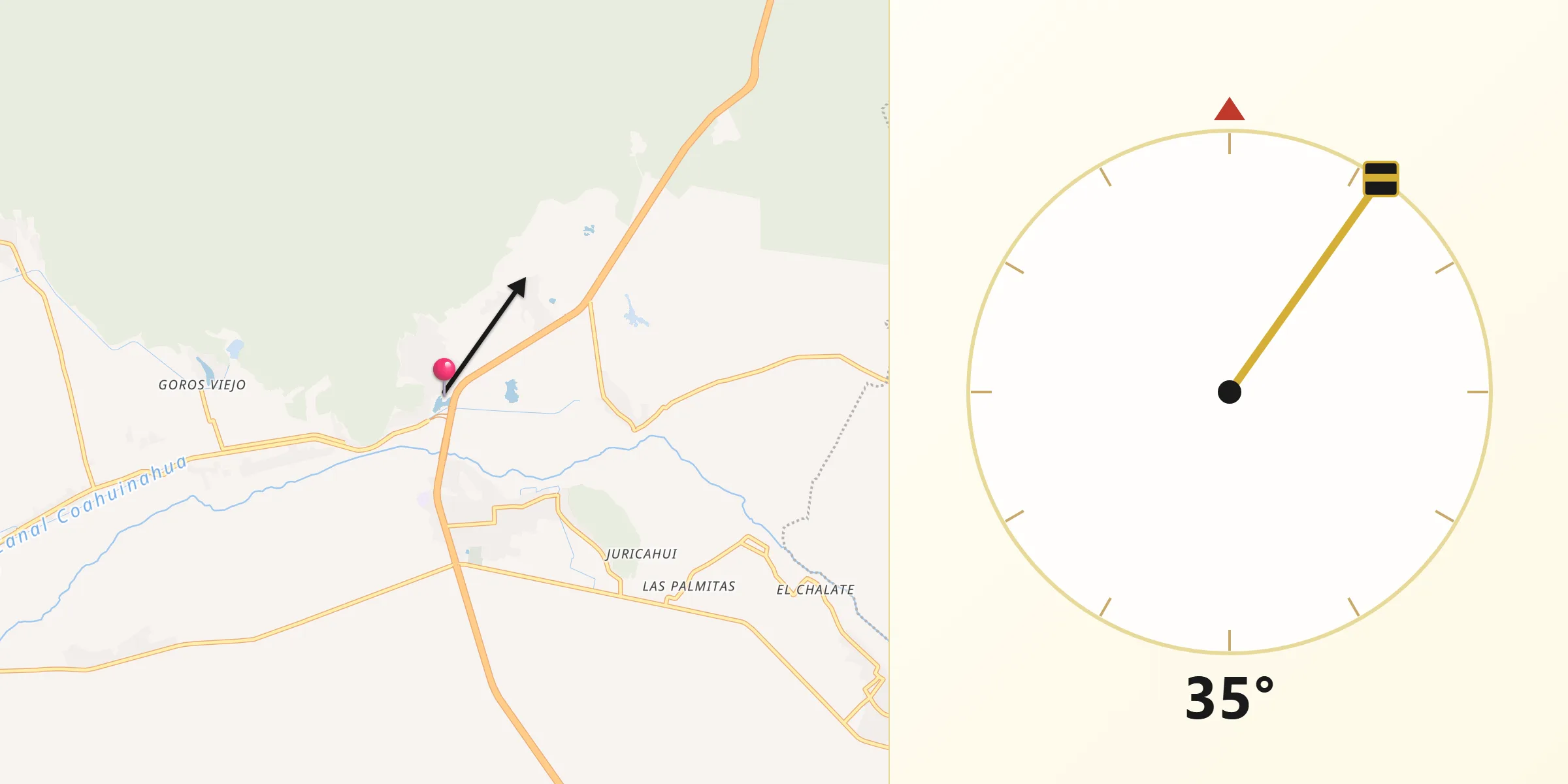 Dirección de la Qibla desde Nuevo San Miguel