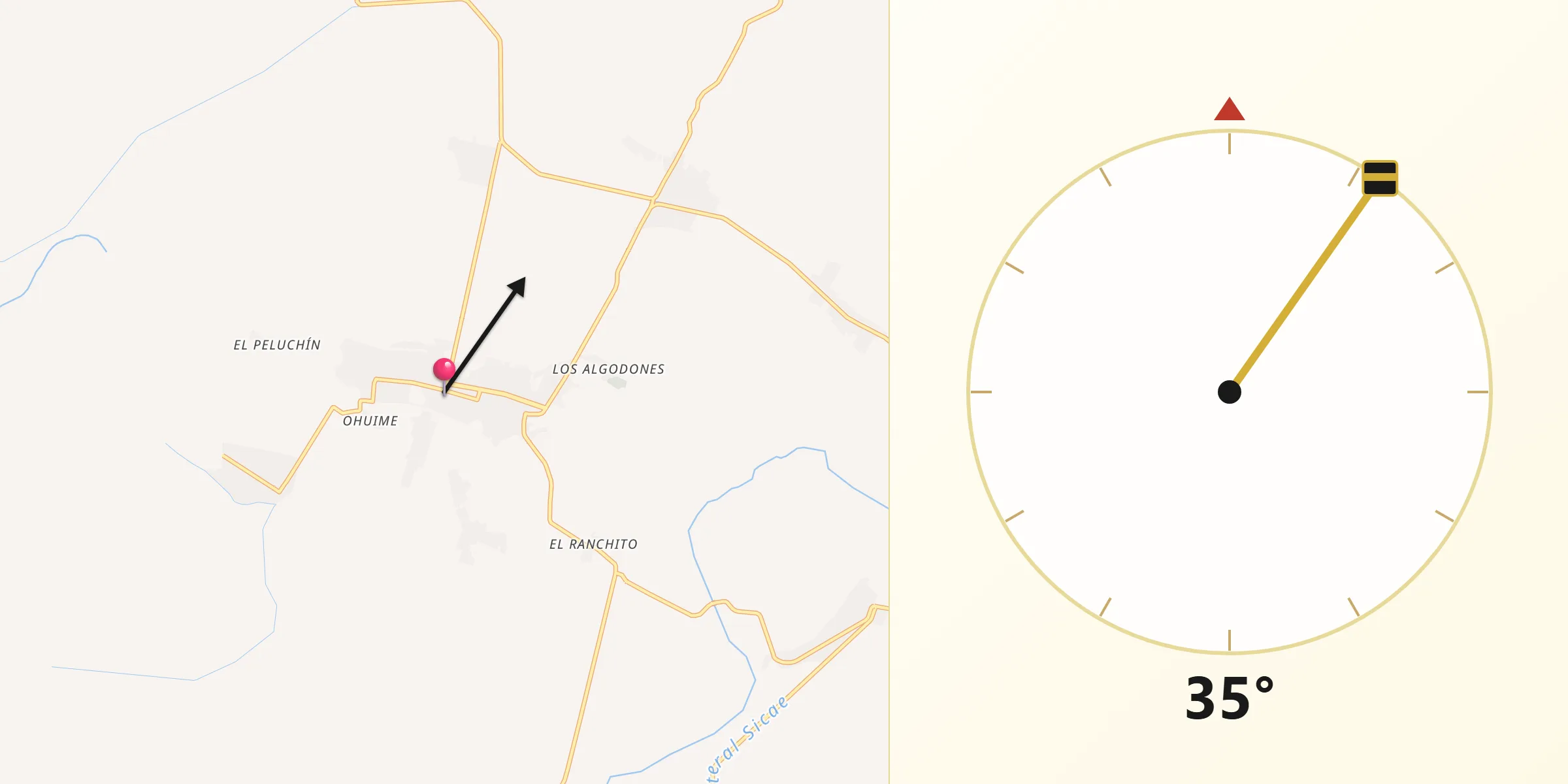 Dirección de la Qibla desde Higuera de Zaragoza