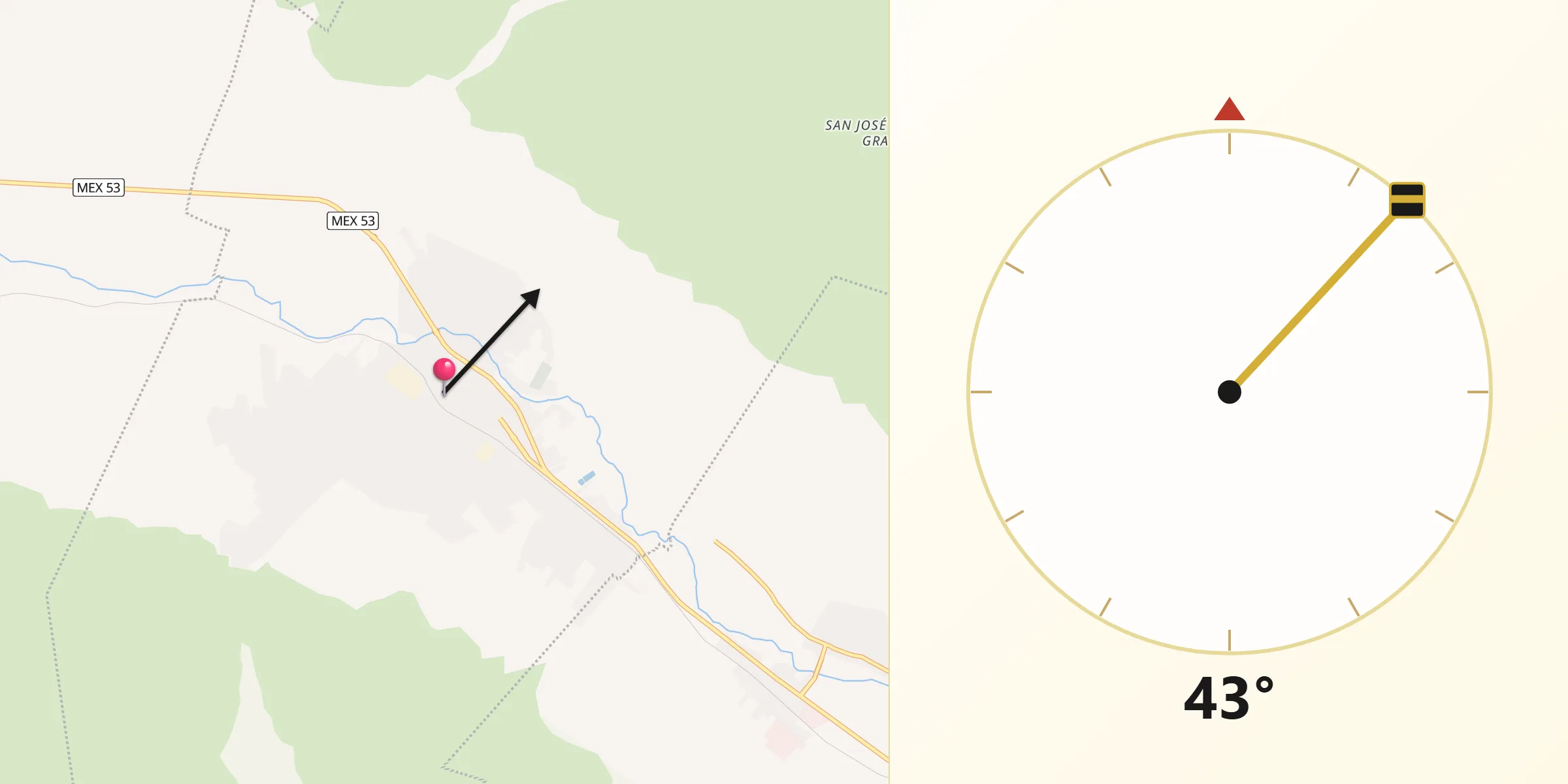 Dirección de la Qibla desde Hidalgo