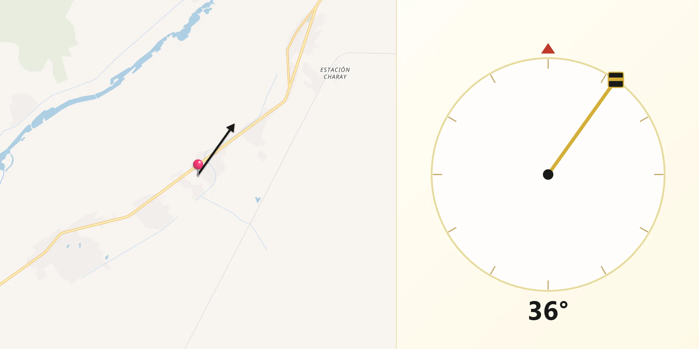 Dirección de la Qibla desde Huepaco