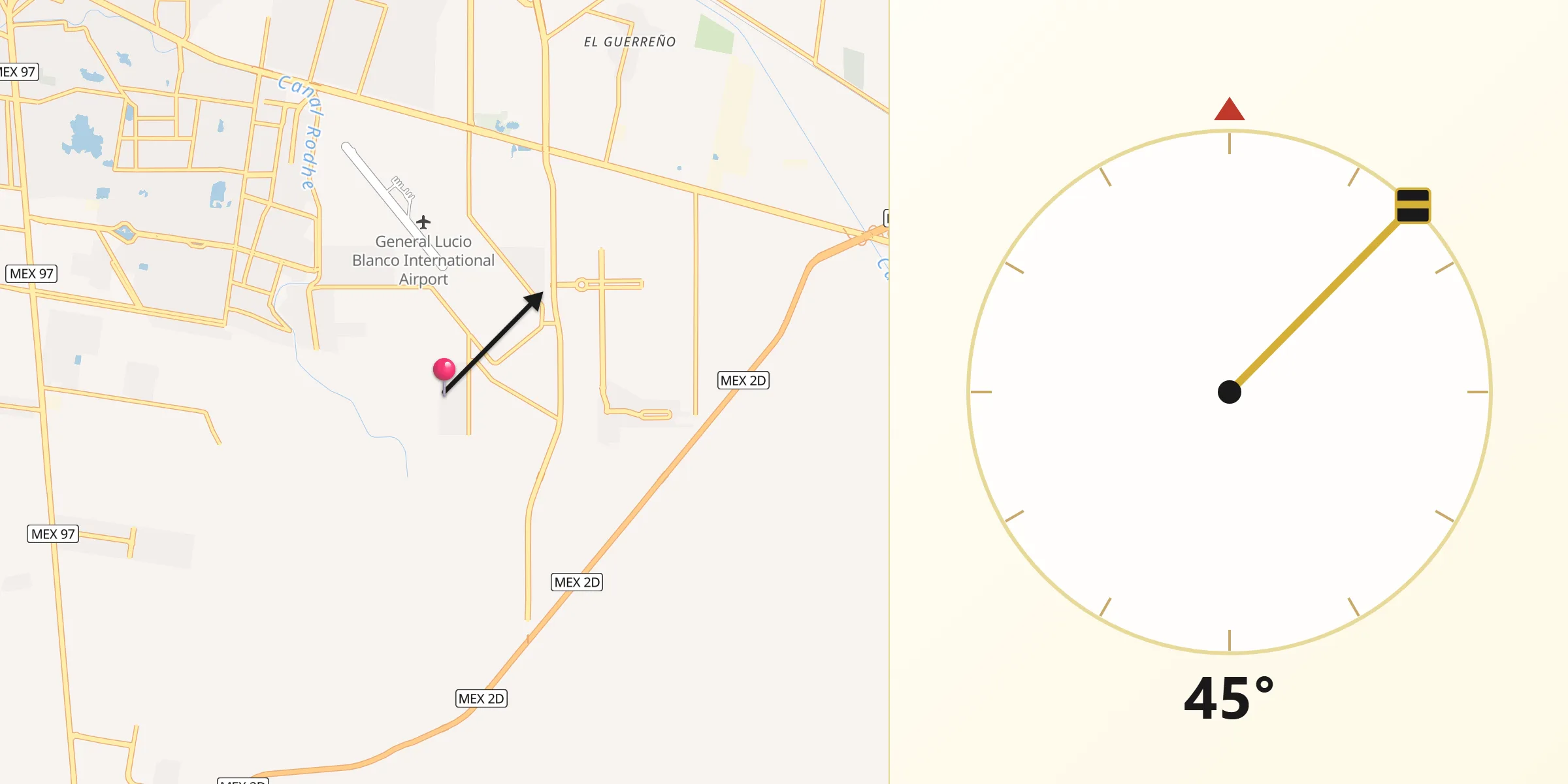 Dirección de la Qibla desde Vamos Tamaulipas