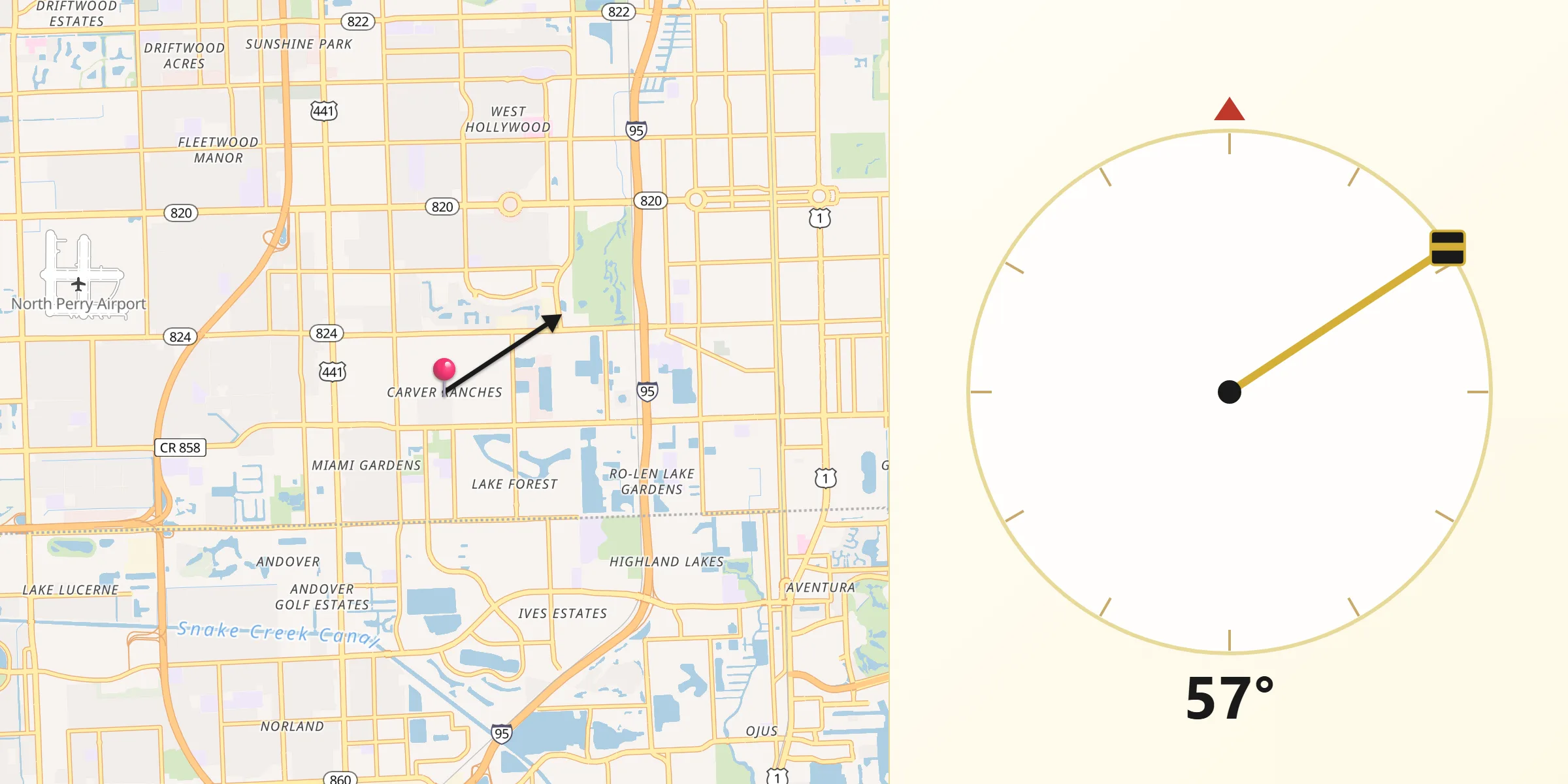Qibla Direction from Carver Ranches