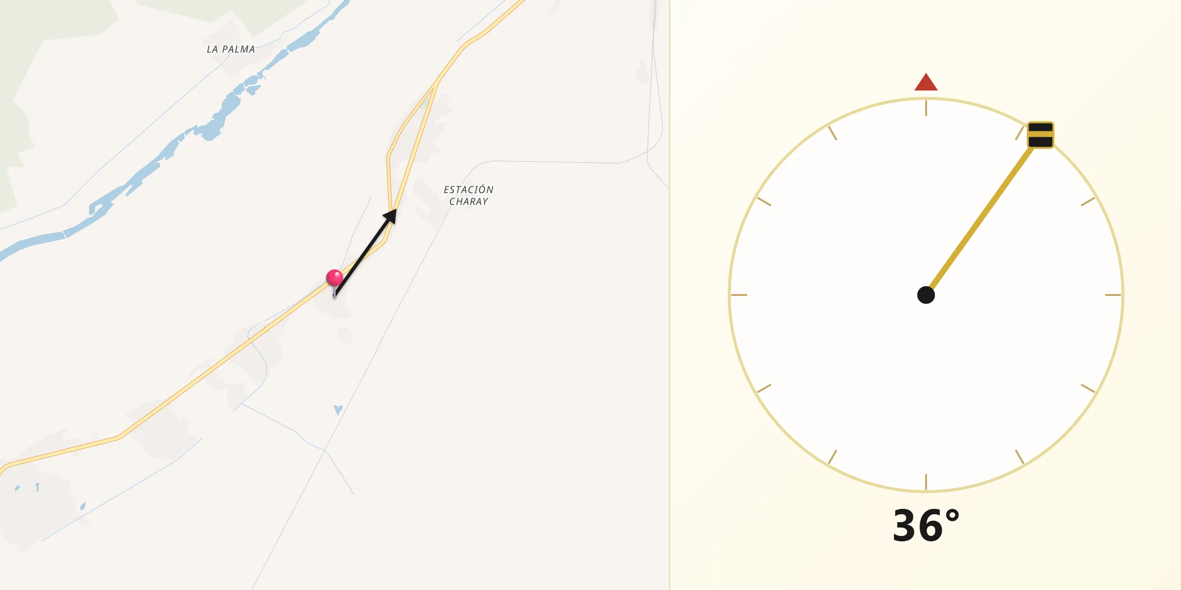 Dirección de la Qibla desde El Pochotal