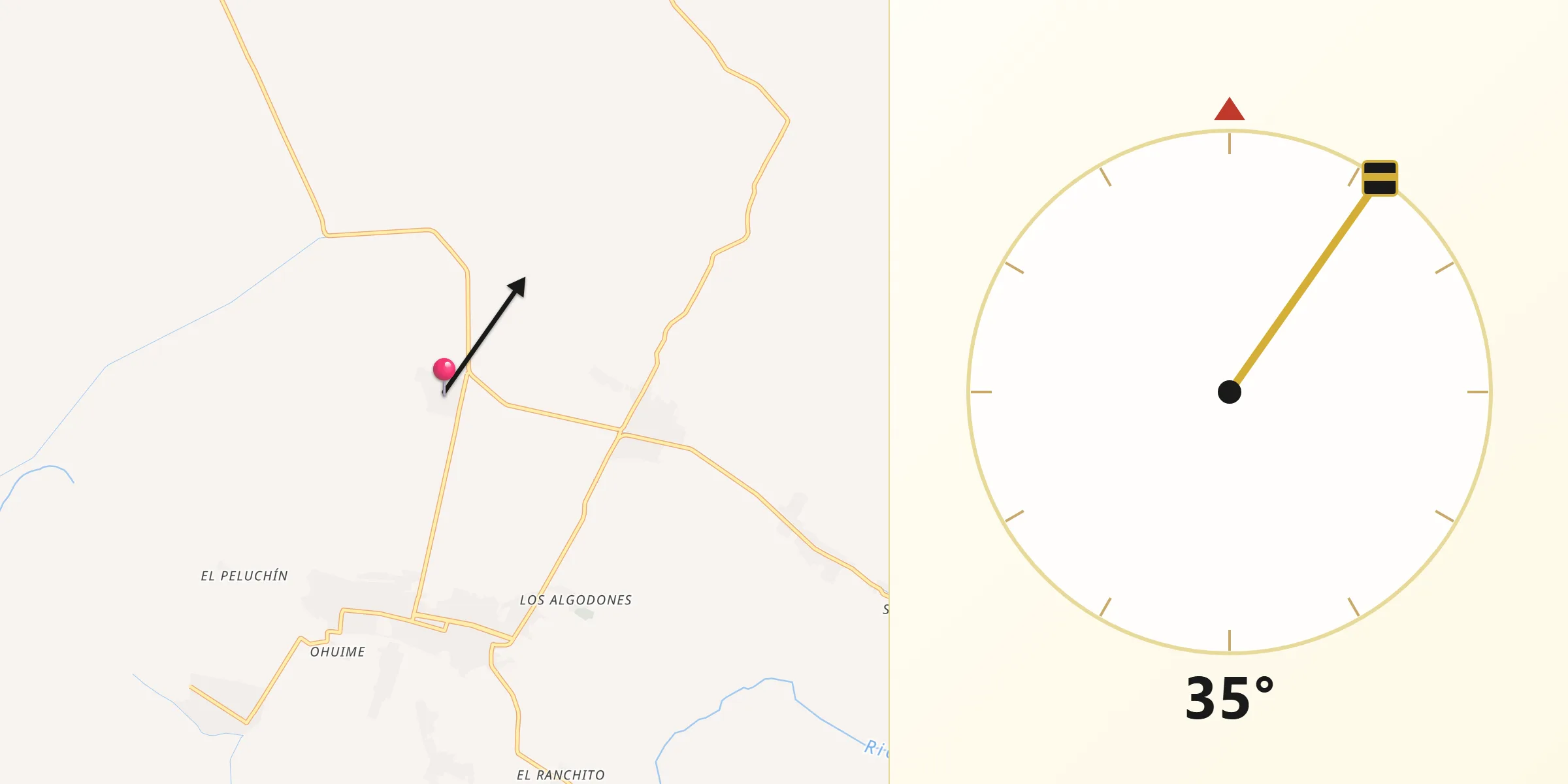 Dirección de la Qibla desde El Refugio