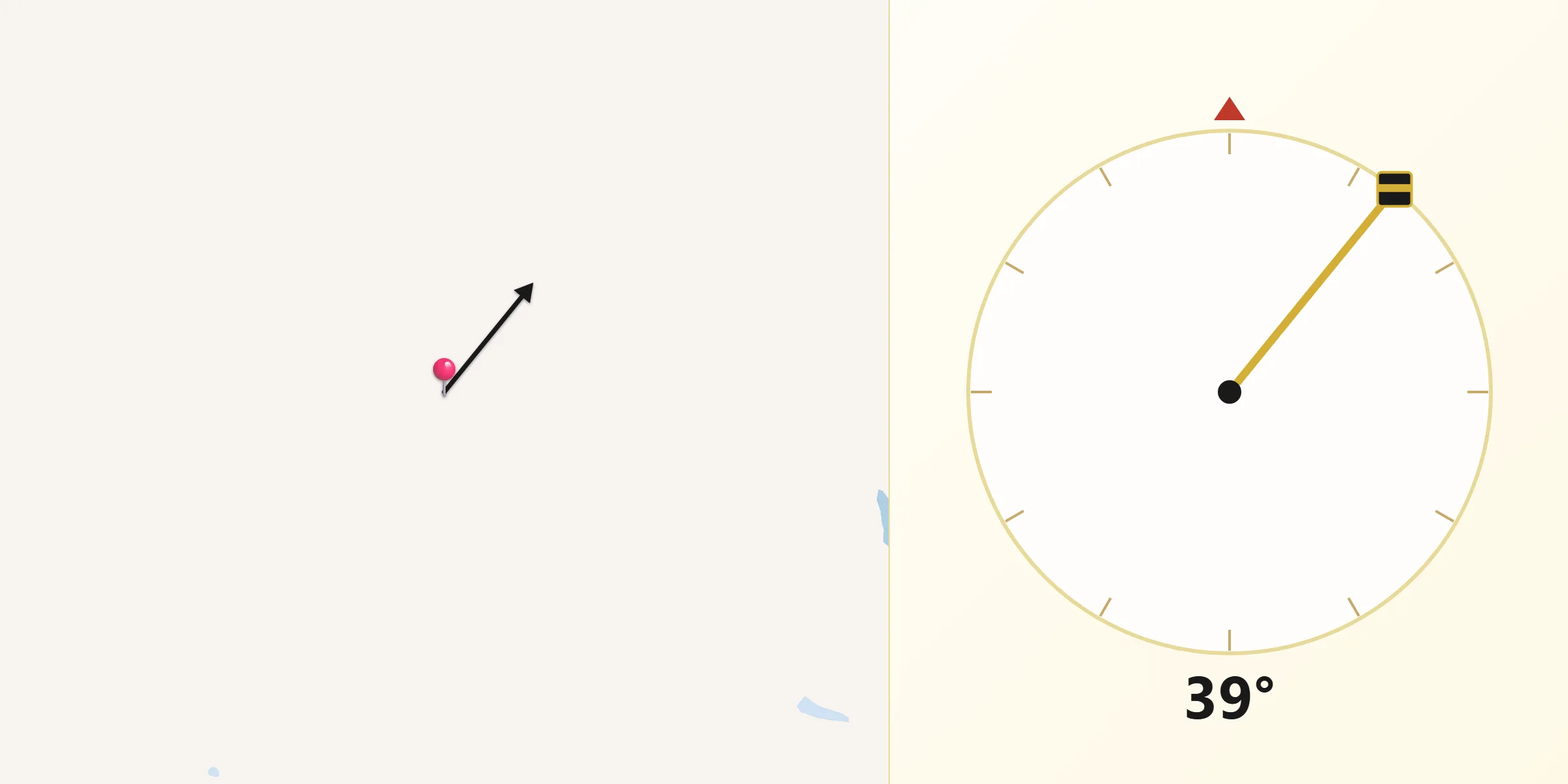 Dirección de la Qibla desde Hidalgo