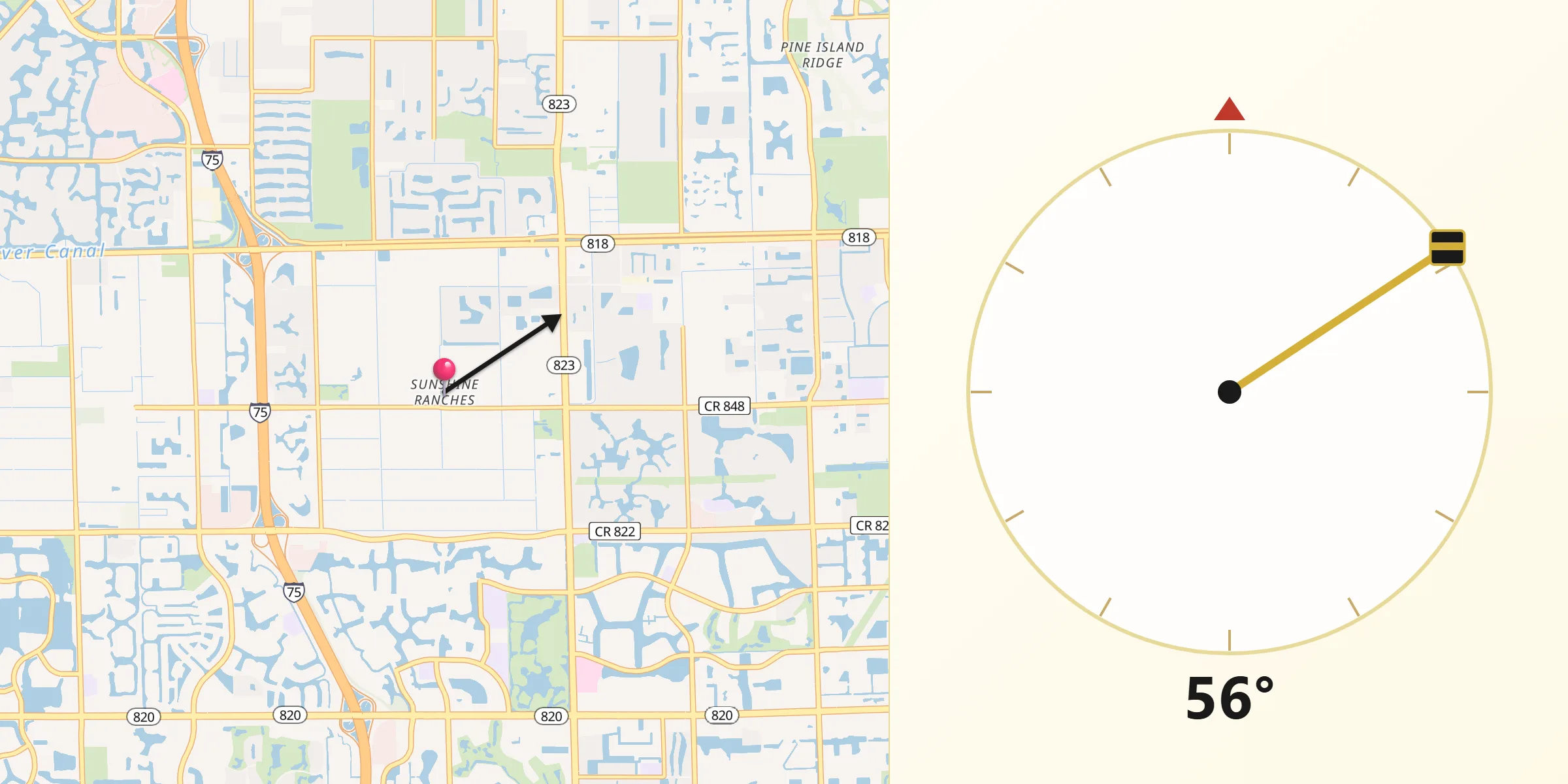 Qibla Direction from Sunshine Ranches