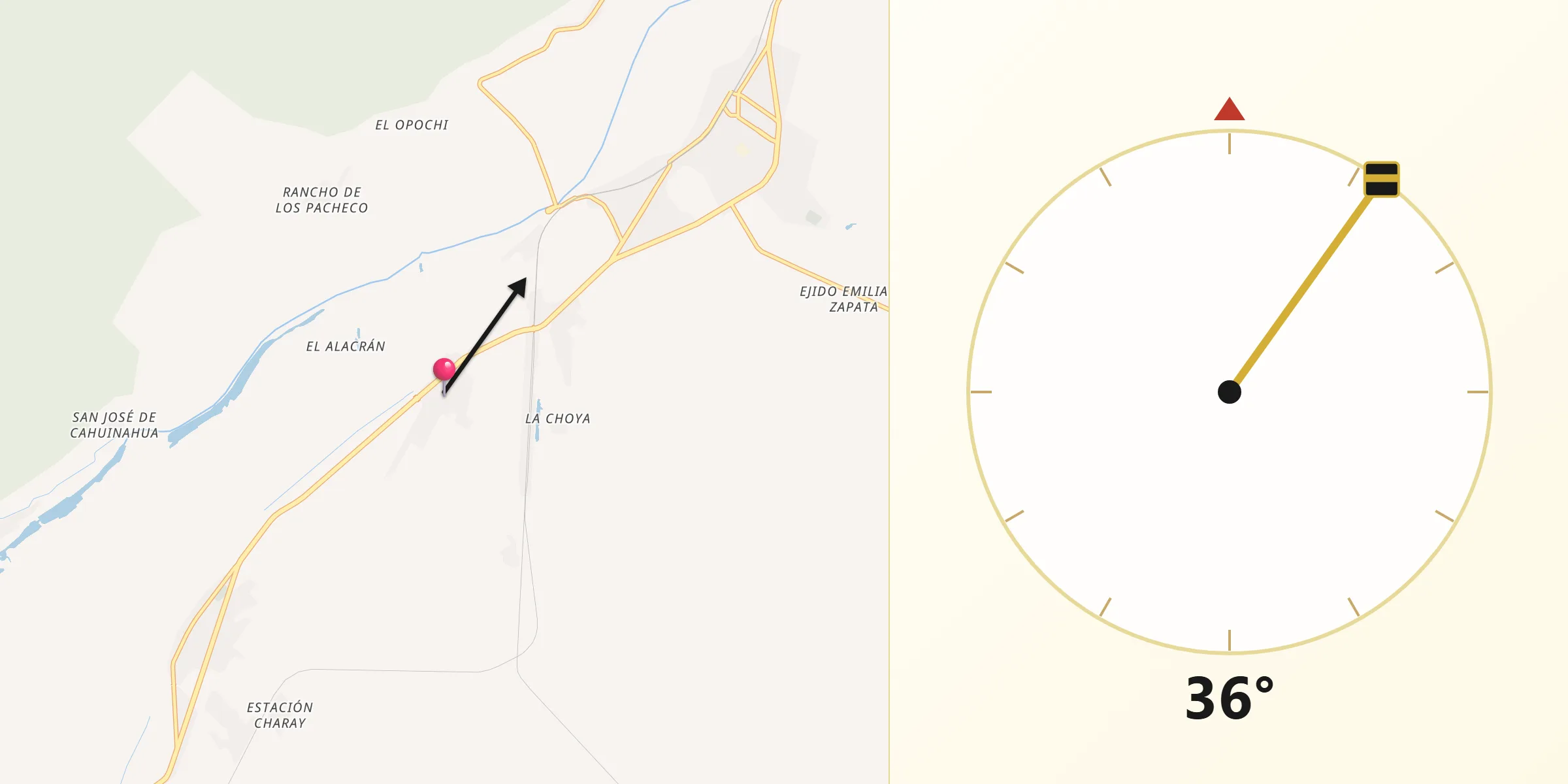 Dirección de la Qibla desde Lázaro Cárdenas
