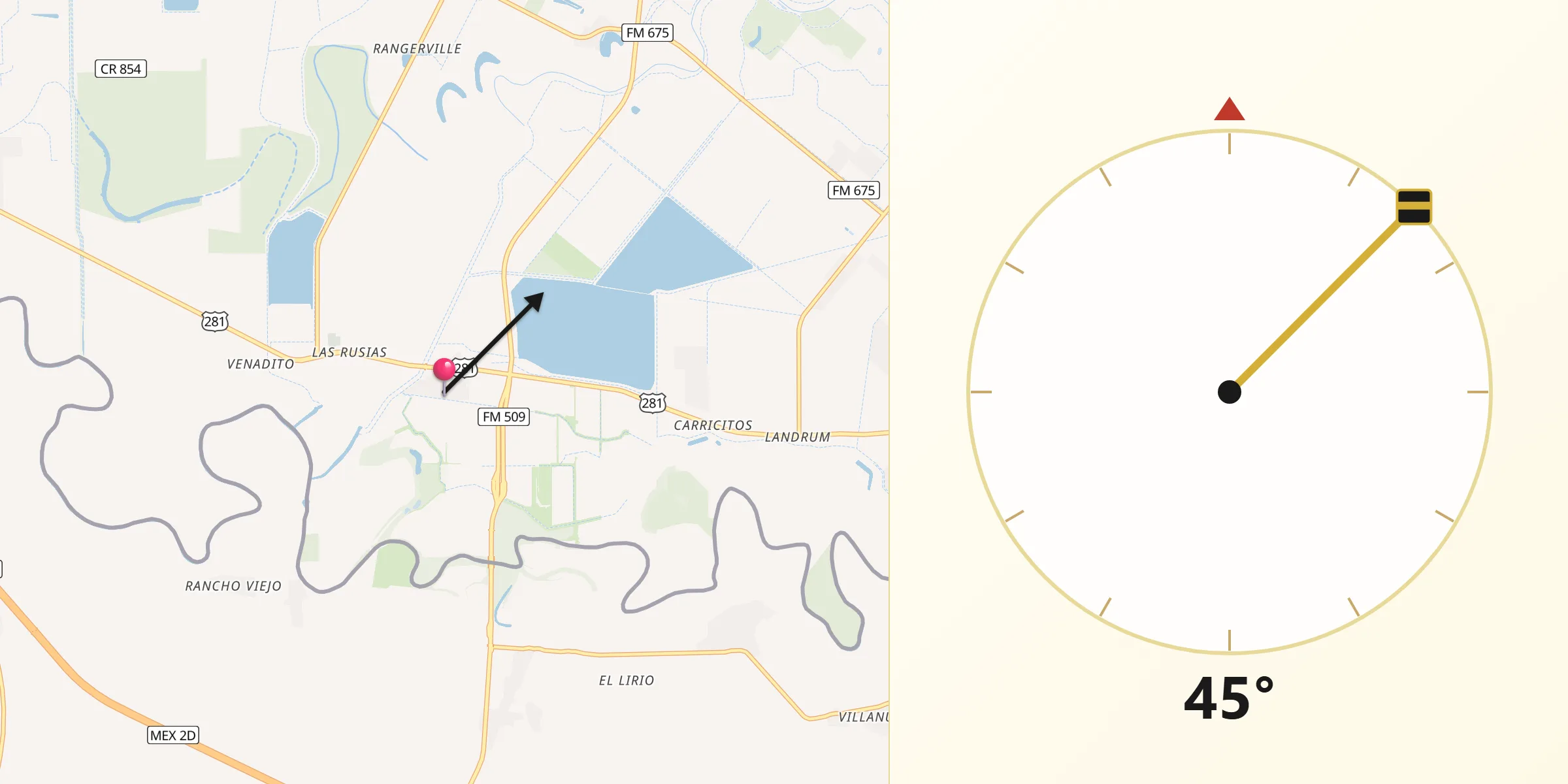 Qibla Direction from Los Indios
