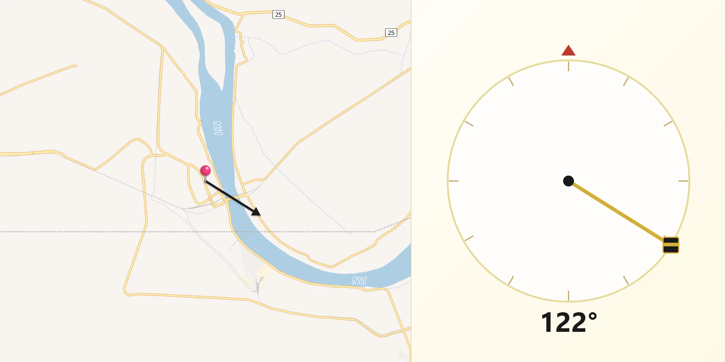 اتجاه القبلة من نجع حمادي