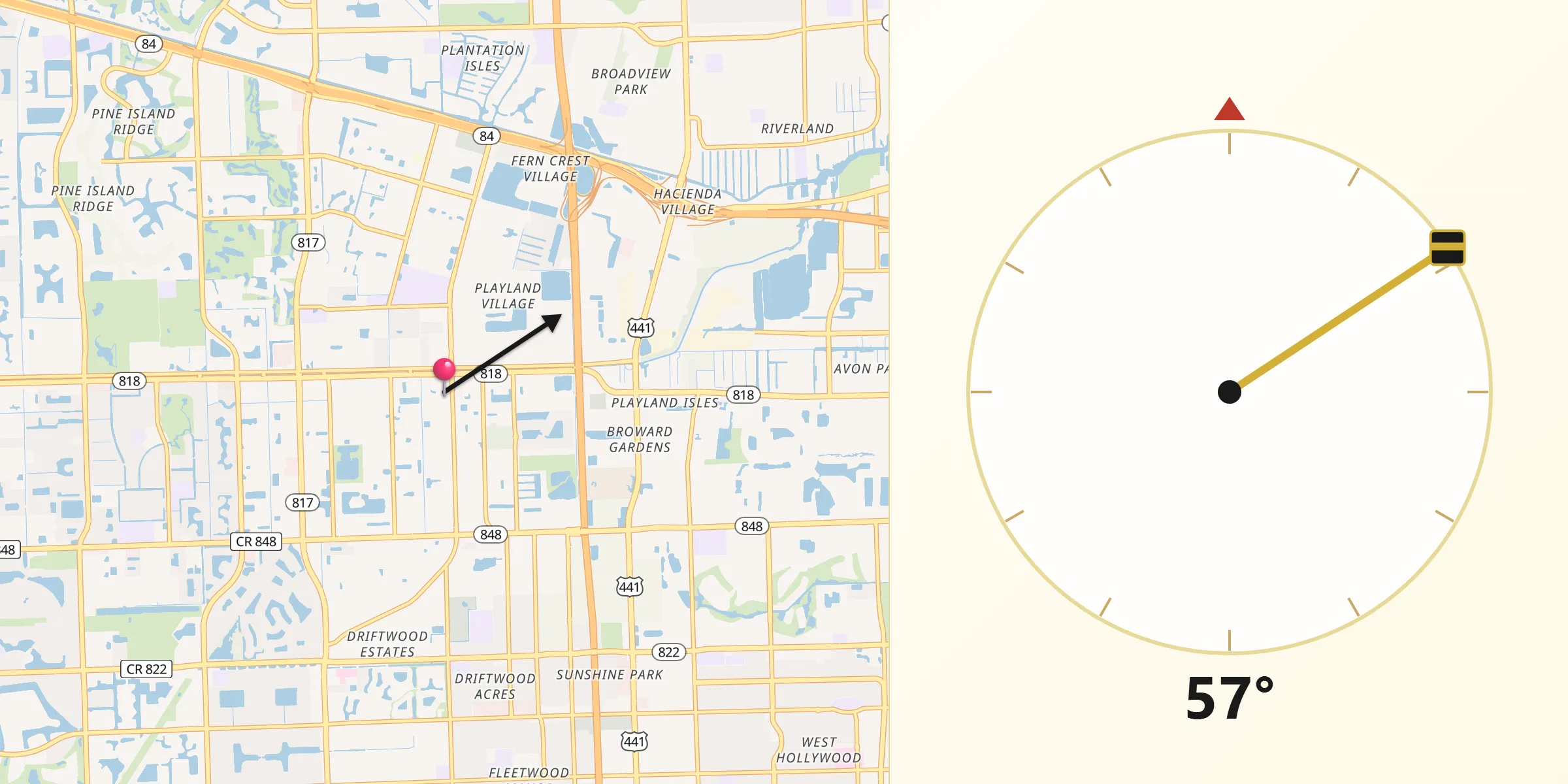 Qibla Direction from Davie
