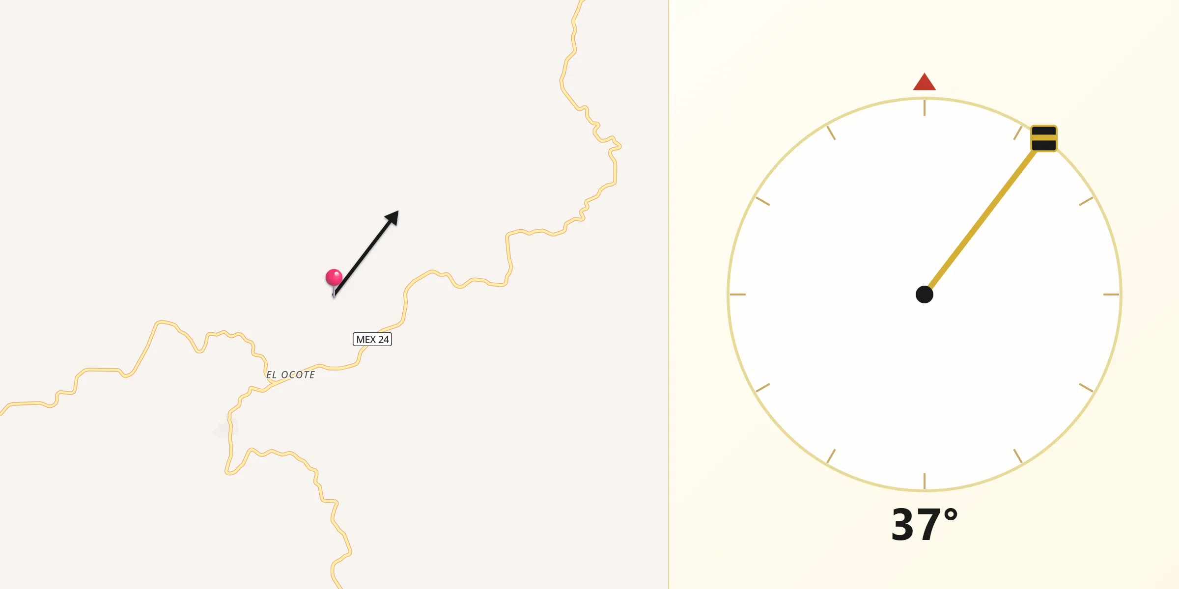 Dirección de la Qibla desde Las Yerbitas [Aserradero]