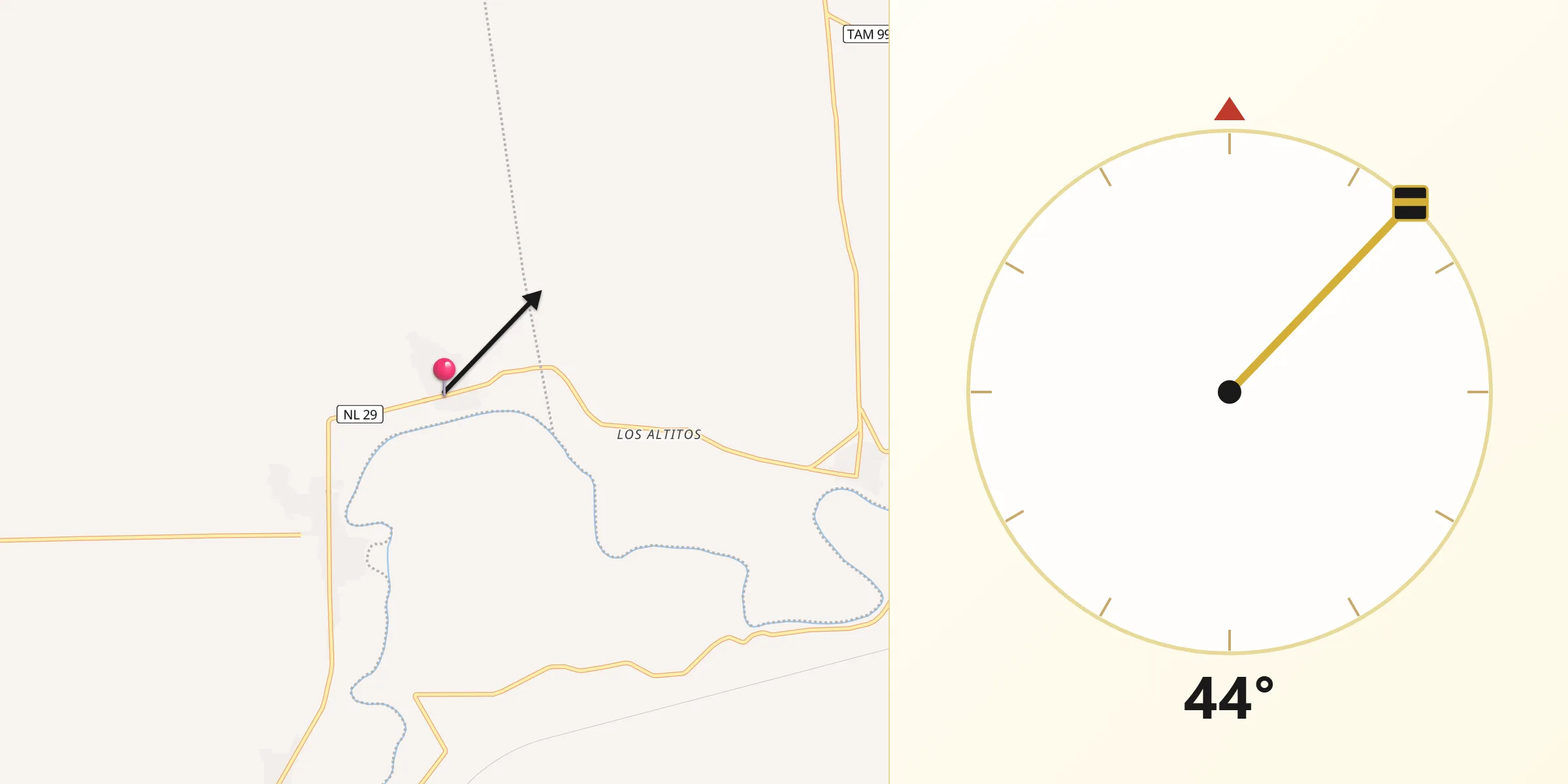 Dirección de la Qibla desde Barrio Aldamas