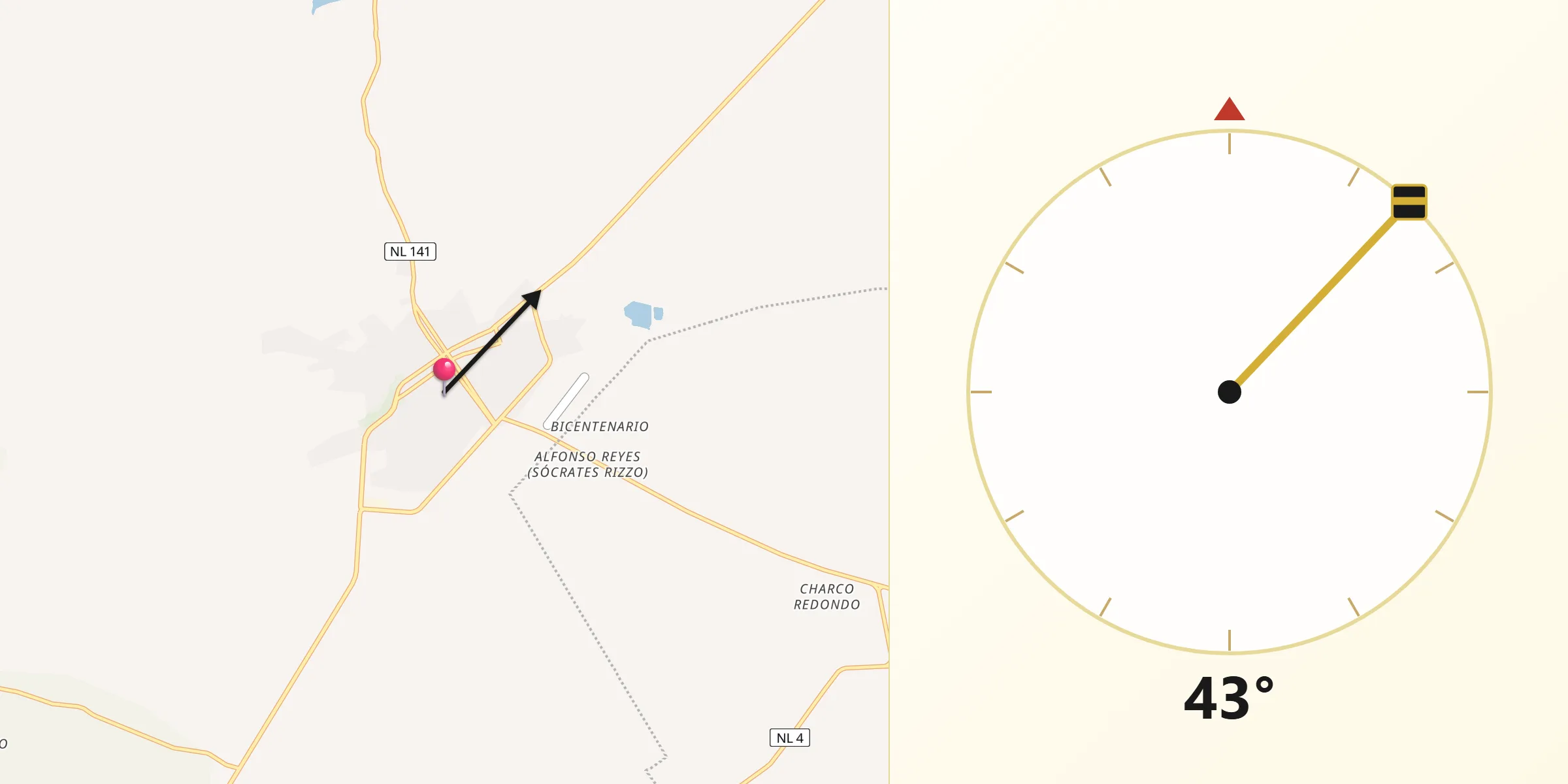 Dirección de la Qibla desde Ciudad Cerralvo